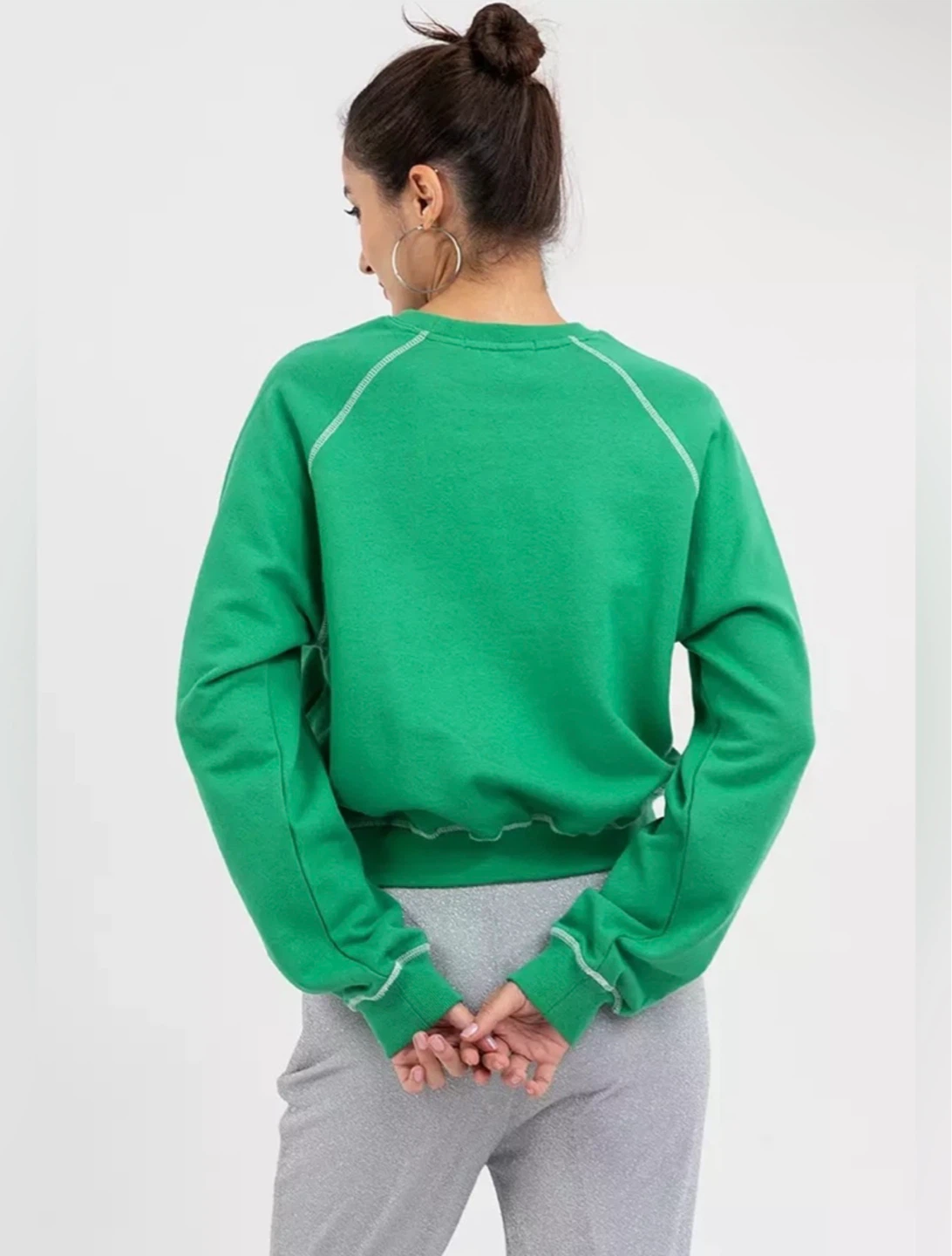 Mardi Mercredi Flower Mardi Cropped Raglan Crewneck Sweatshirt - photo 3