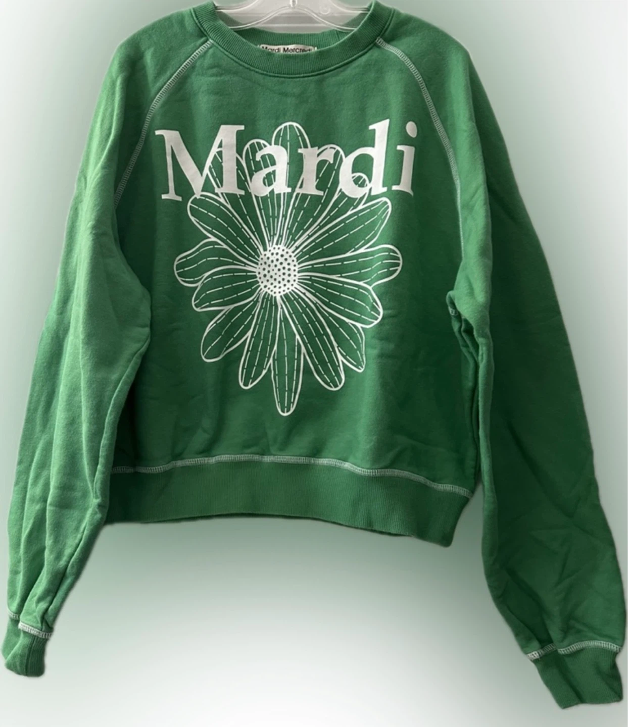 Mardi Mercredi Flower Mardi Cropped Raglan Crewneck Sweatshirt - photo 4