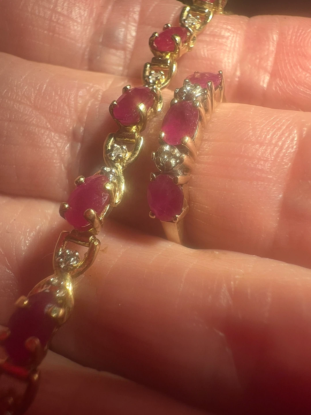10 k Gold Ruby and Diamond Ring and Bracelet Set - photo 4