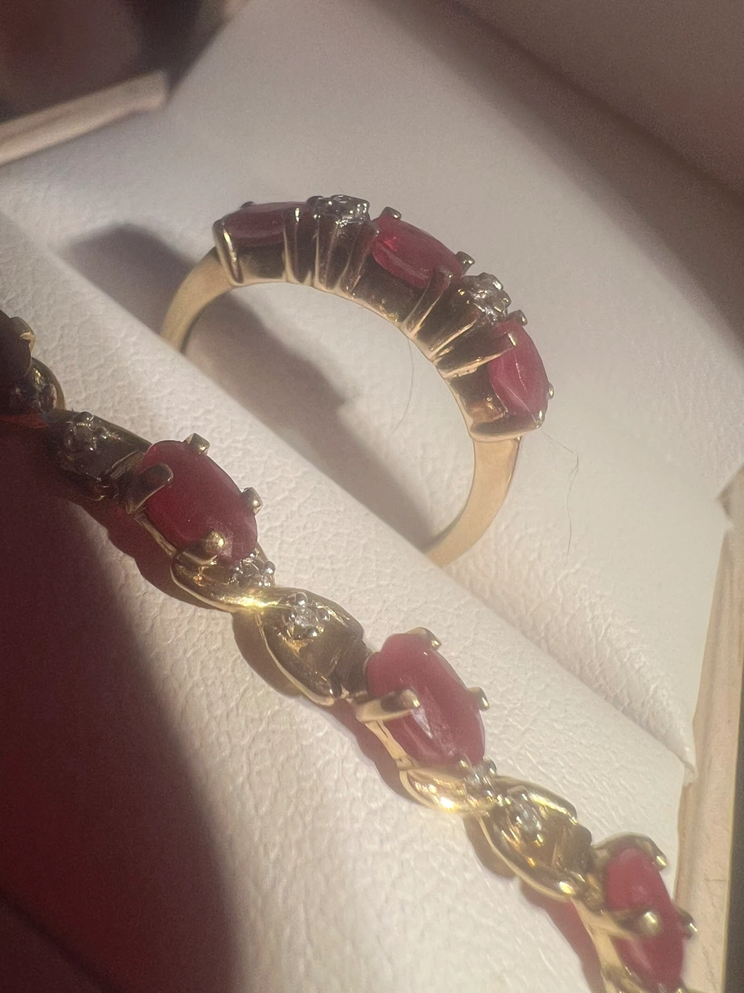 10 k Gold Ruby and Diamond Ring and Bracelet Set - photo 2