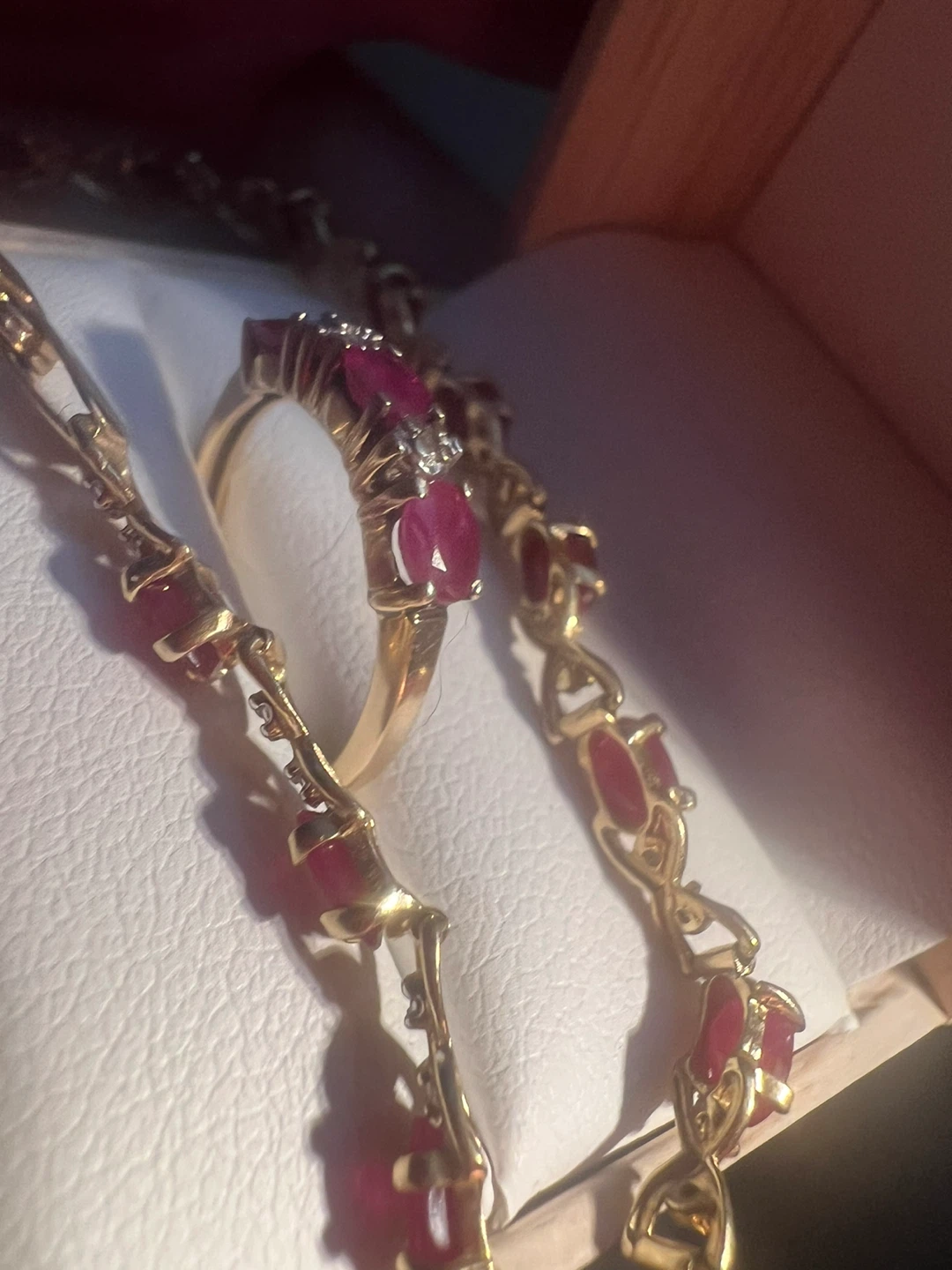 10 k Gold Ruby and Diamond Ring and Bracelet Set - photo 3