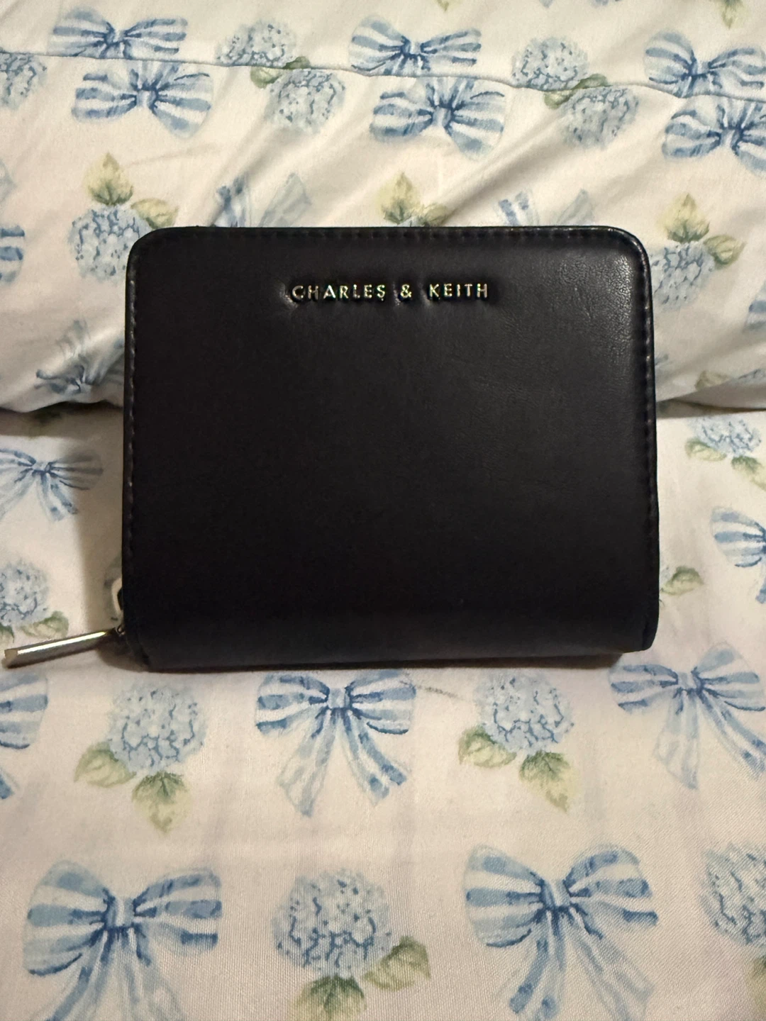 Charles & Keith Black Bi Fold Leather Wallet