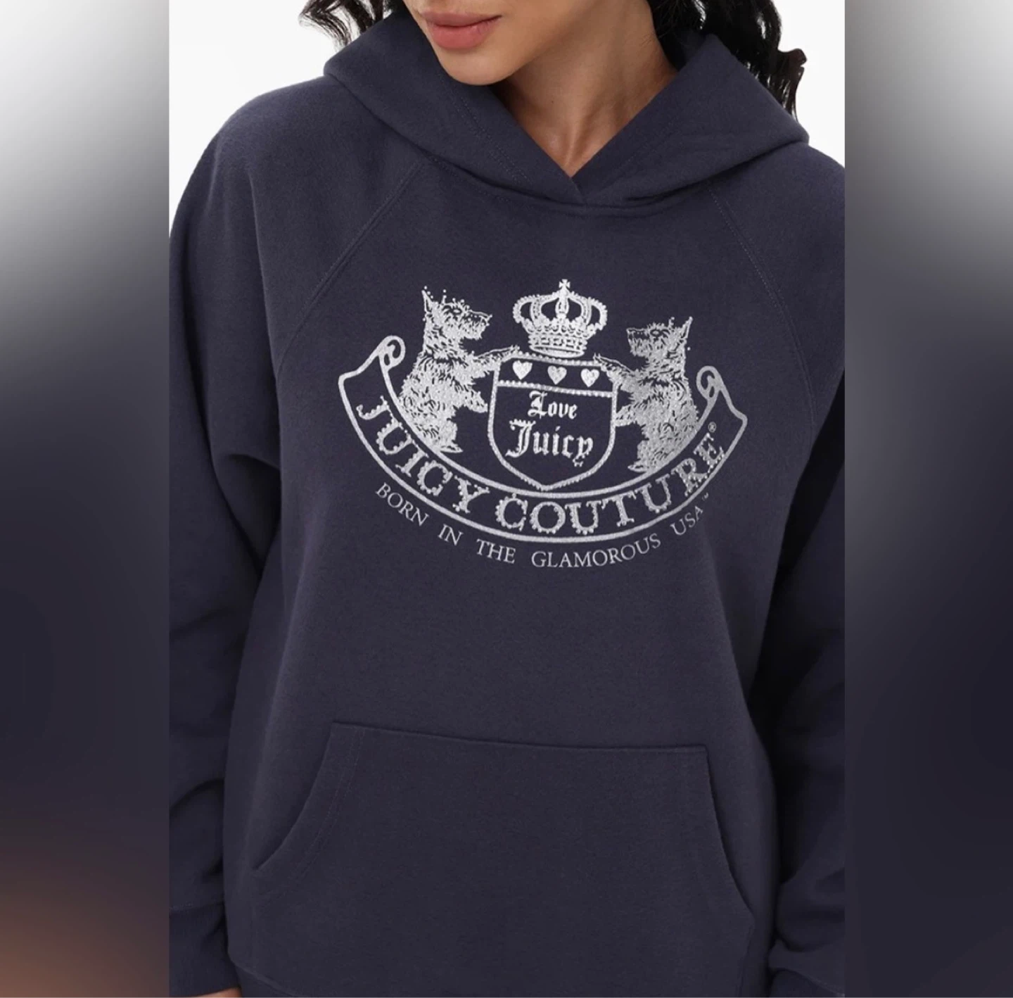 Juicy Couture Oversized Fleece Scottie Dog Hoodie | Black