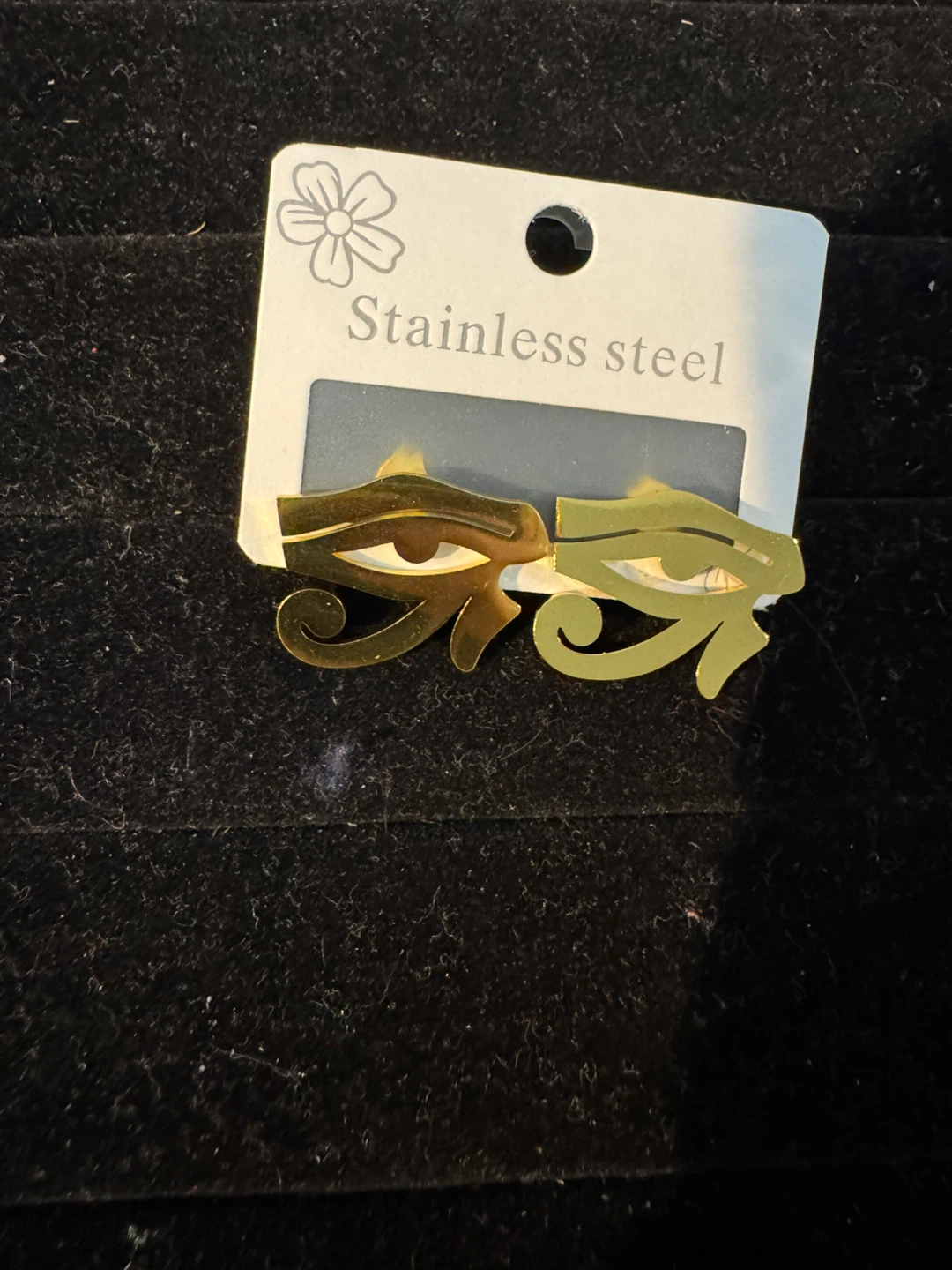 Gold Tone Eye of Horus Stainless Steel Earrings - photo 3