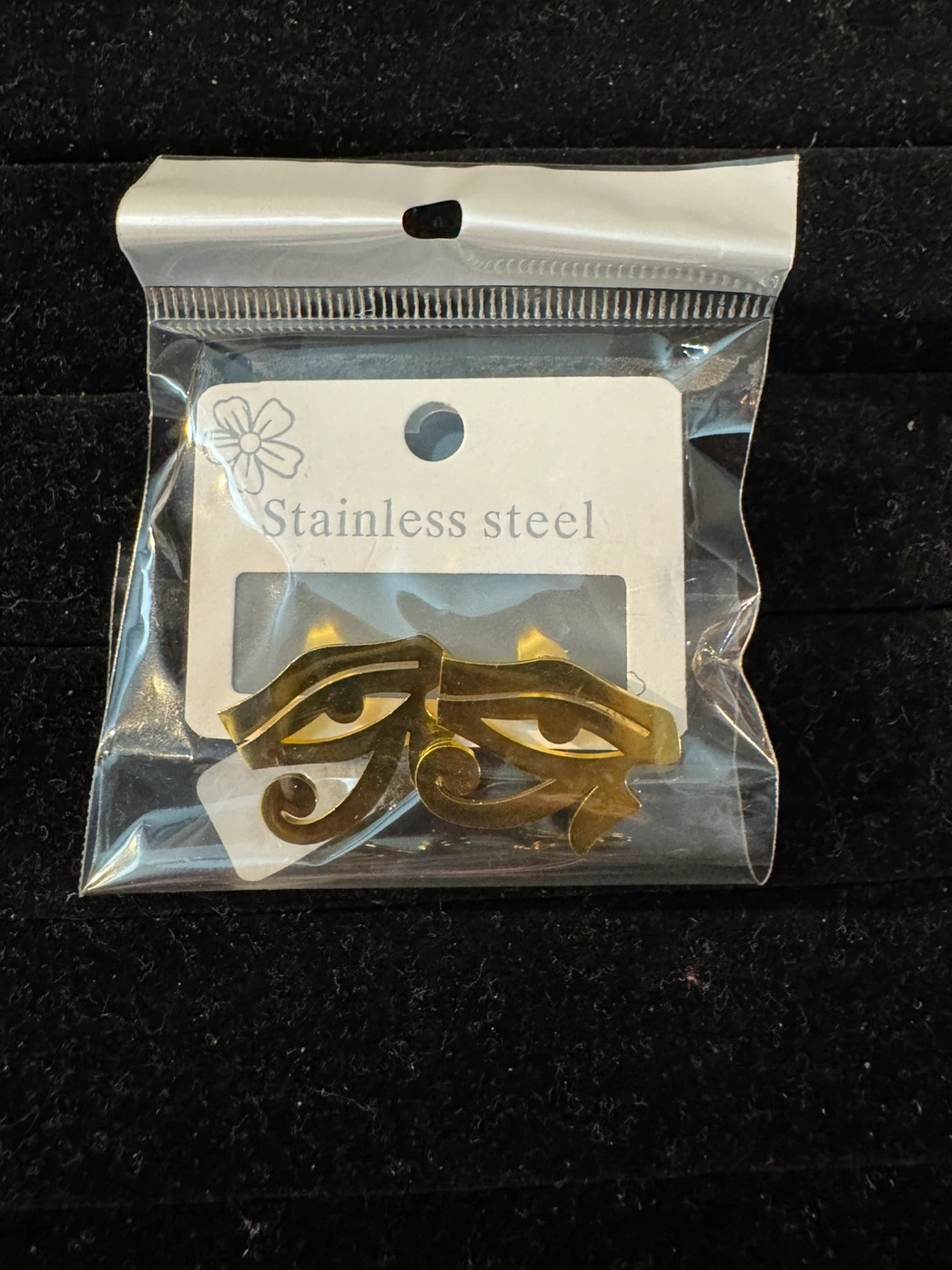 Gold Tone Eye of Horus Stainless Steel Earrings