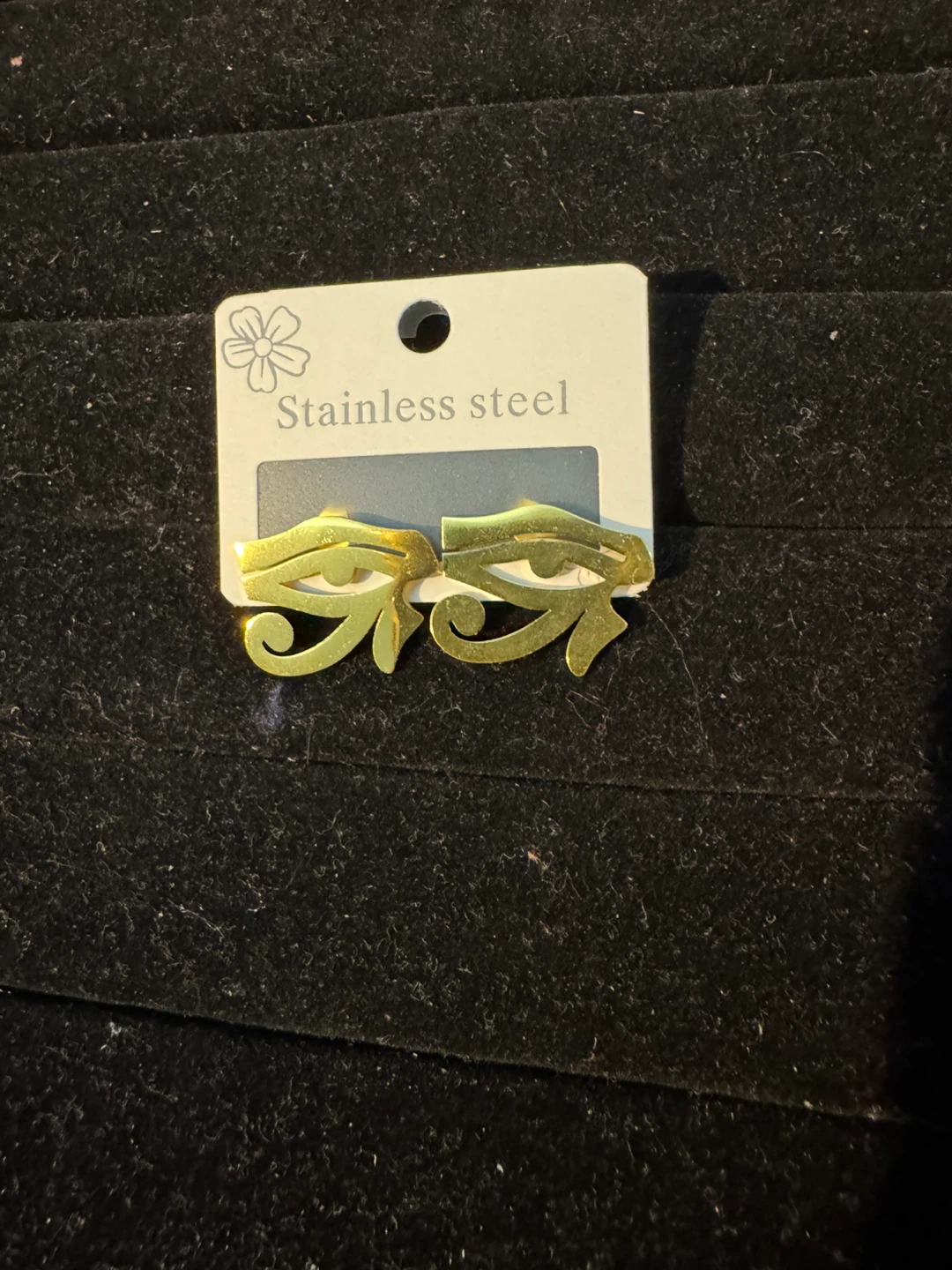 Gold Tone Eye of Horus Stainless Steel Earrings - photo 2