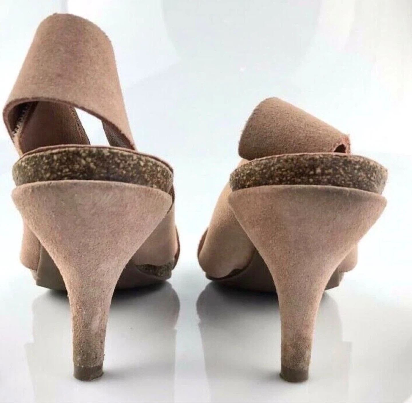 🌱 Pedro Garcia Nude 'libby' Mid heel Suede Sandals 37.5 7.5 8 - photo 3
