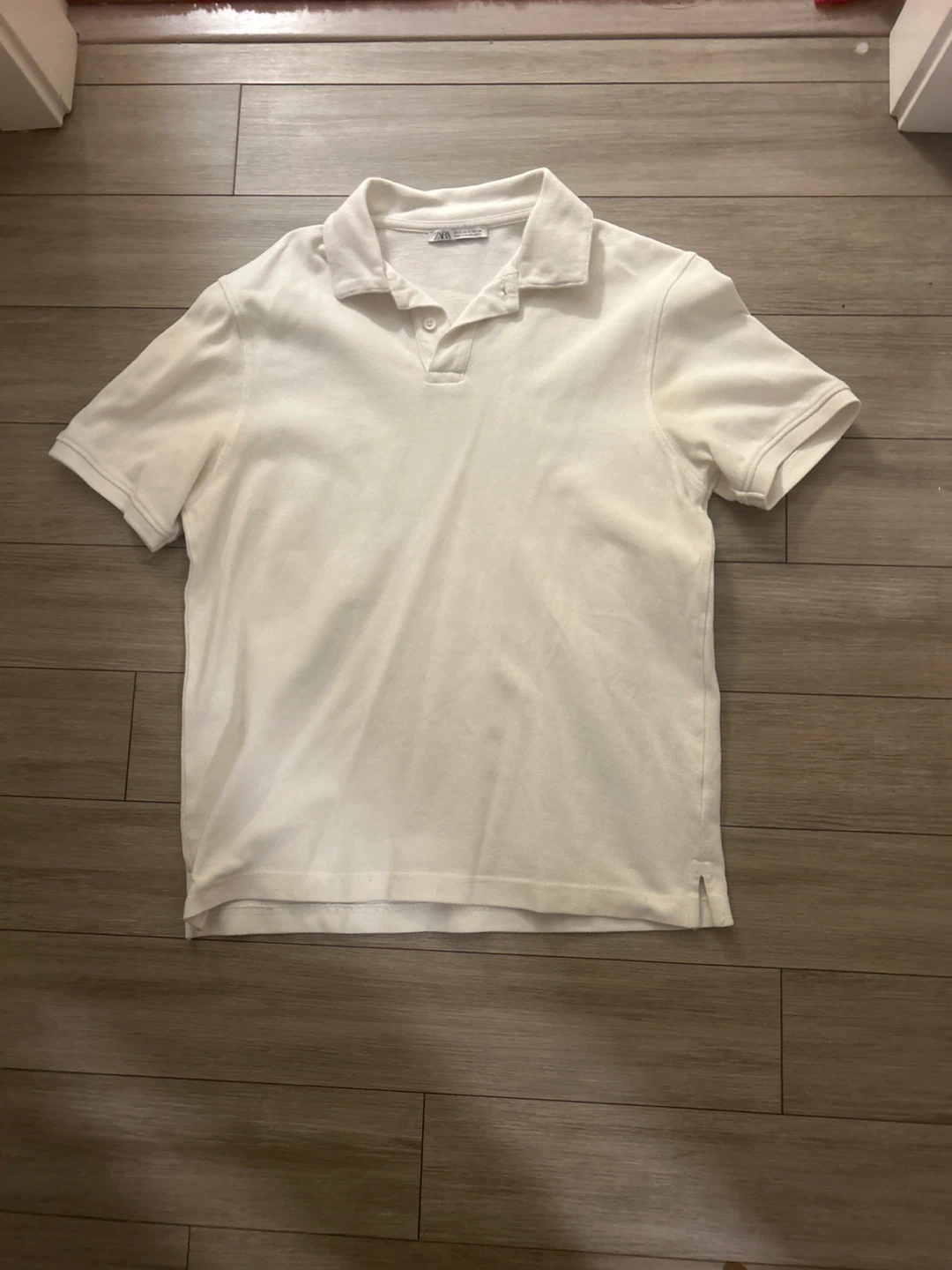 ZARA White Short Sleeve Polo Shirt