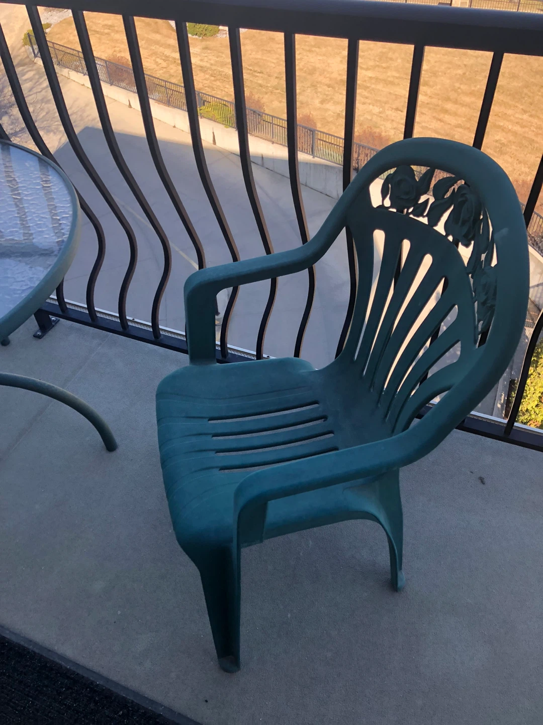 Green Plastic Patio Chairs ,and Glass Table - photo 3