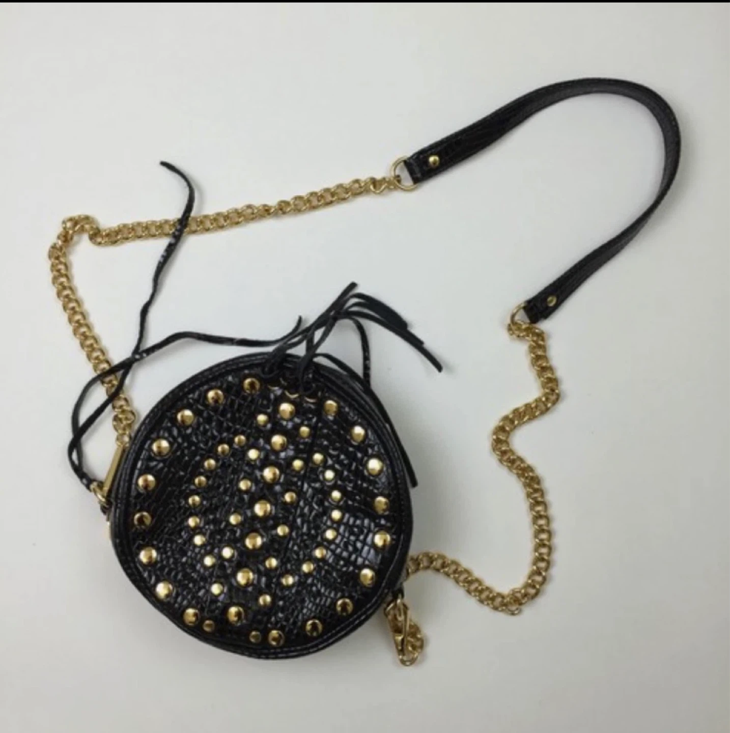 🌱 Rebecca Minkoff Round BLK Patent Leather CrossBody Bag croc