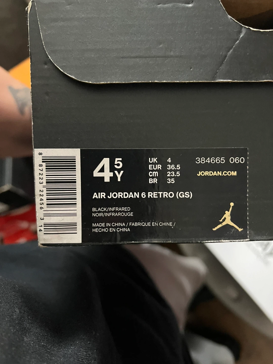 Air Jordan 6 Retro GS Black/Infrared Youth Shoes Size 4.5Y - photo 3
