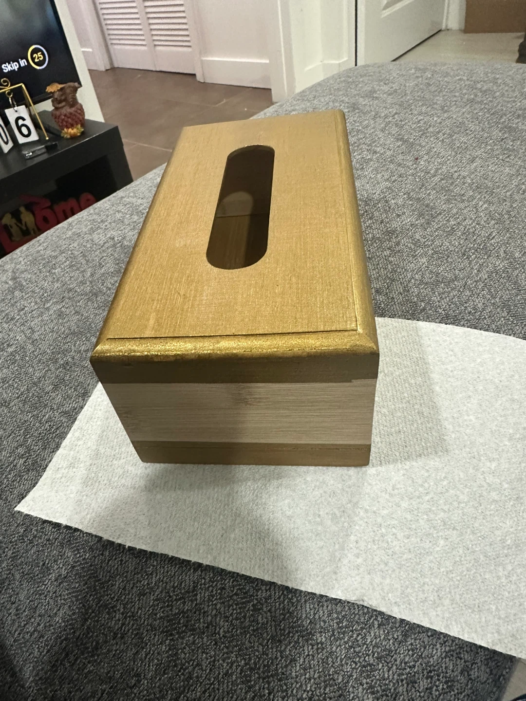 Gold & Bamboo Tissue Box Cover with Seashells - photo 3