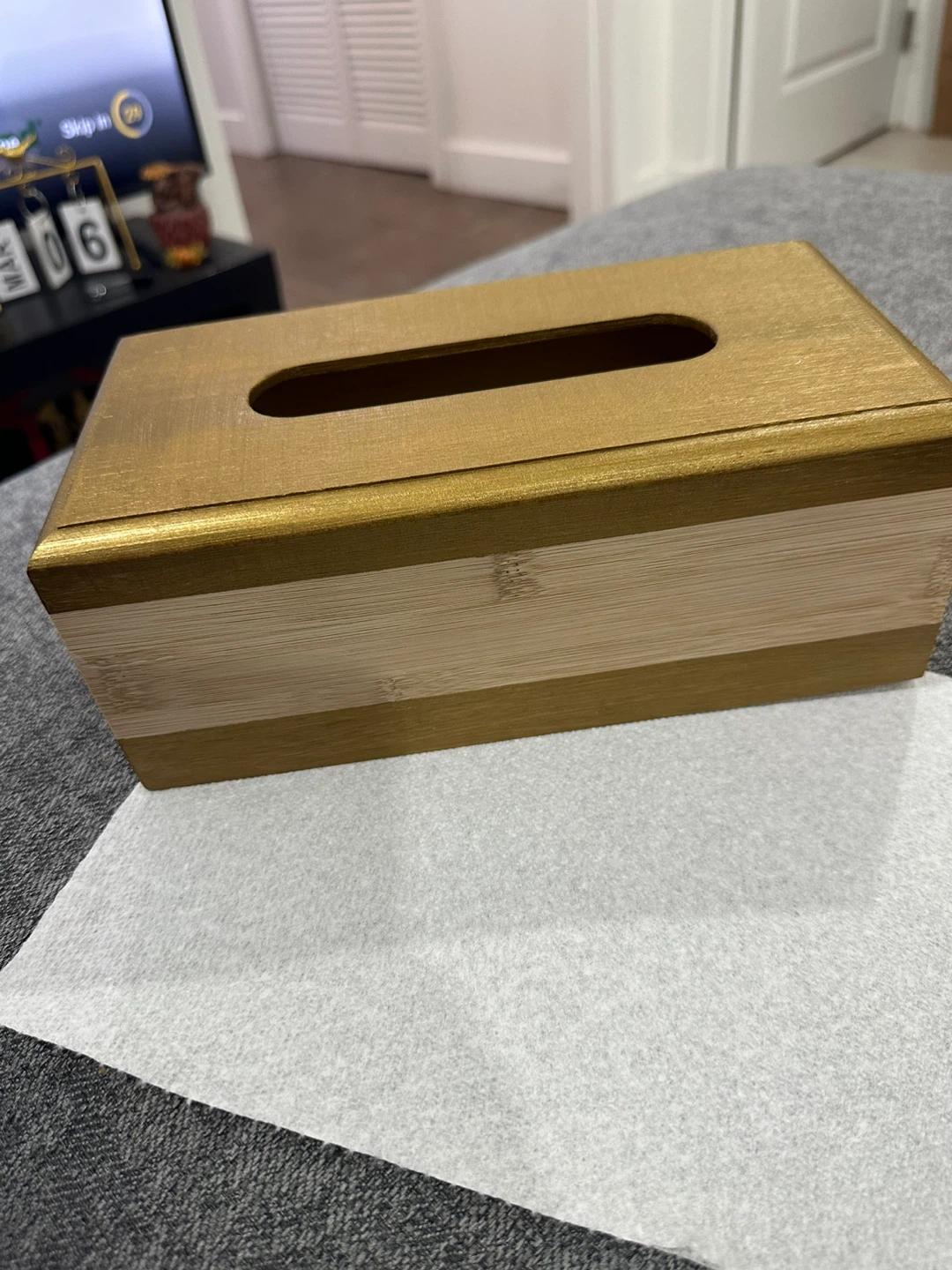 Gold & Bamboo Tissue Box Cover with Seashells - photo 2