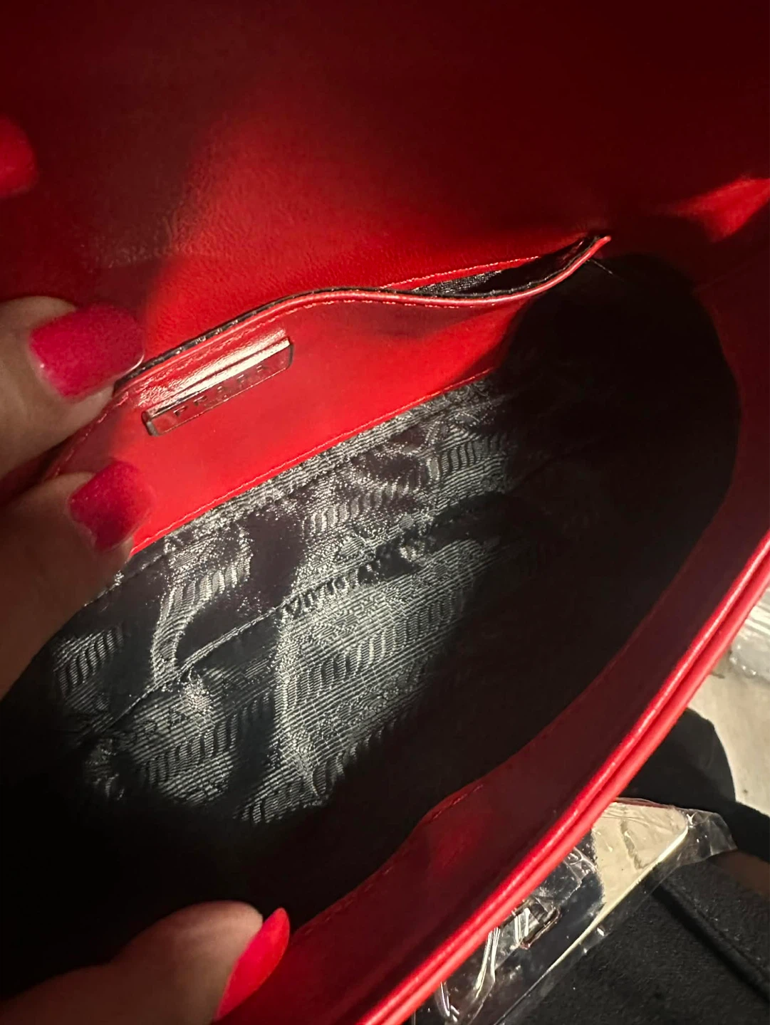 P Red Patent Shoulder Bag - photo 2