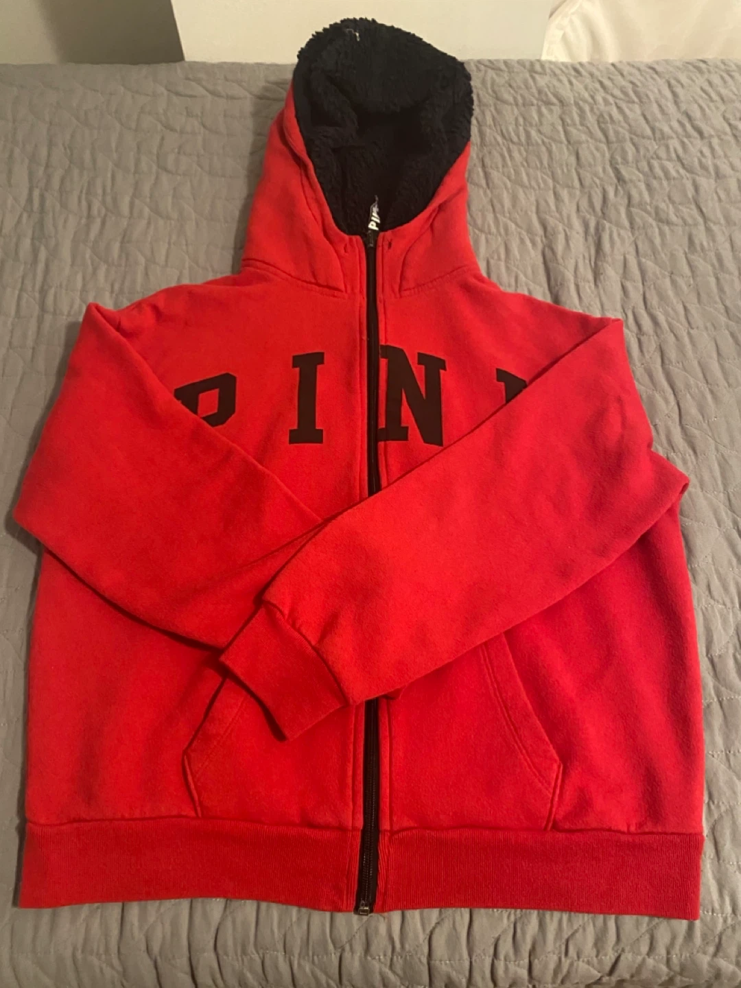 PINK red zip-up hoodie