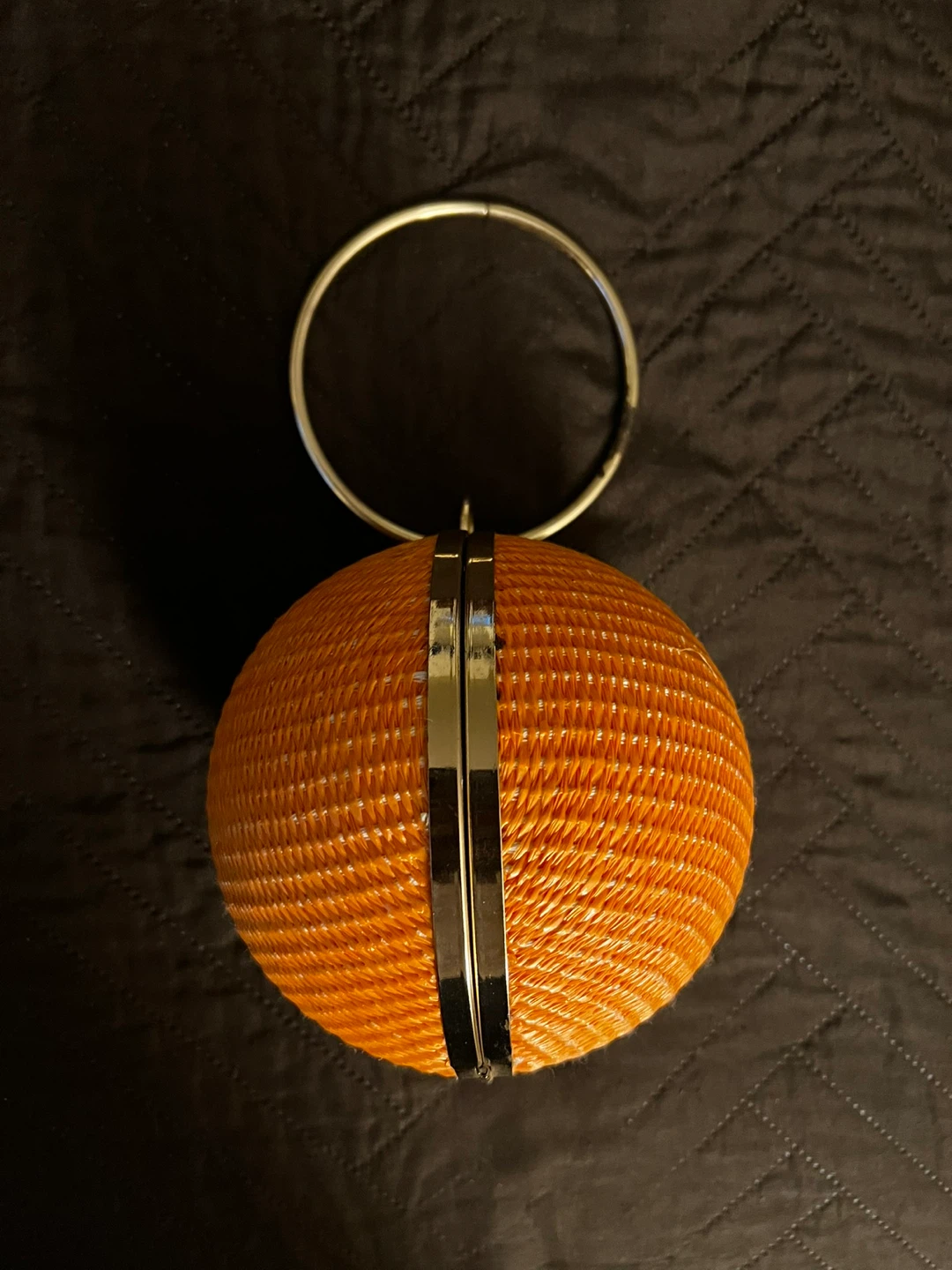 Orange Woven Sphere Clutch with Metal Handle - photo 2