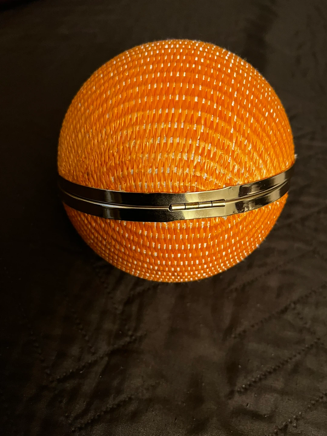 Orange Woven Sphere Clutch with Metal Handle - photo 3