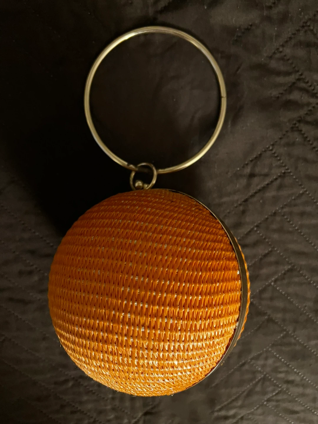 Orange Woven Sphere Clutch with Metal Handle - photo 4