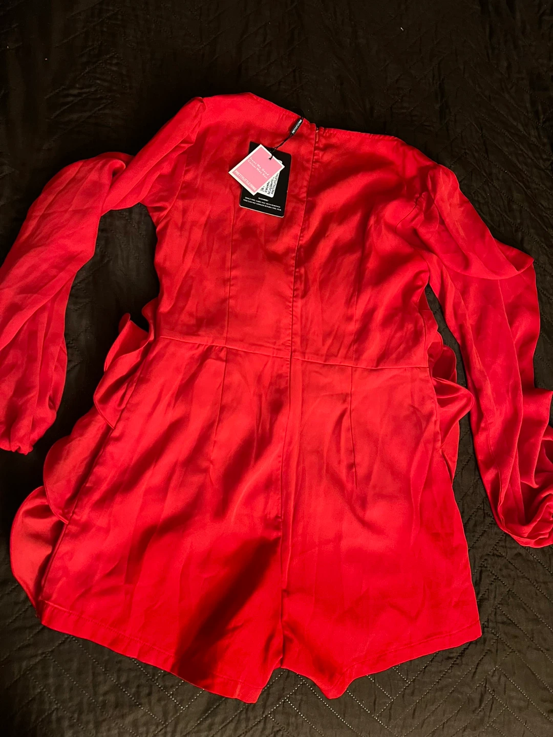 PrettyLittleThing Red Ruffle Romper - photo 3