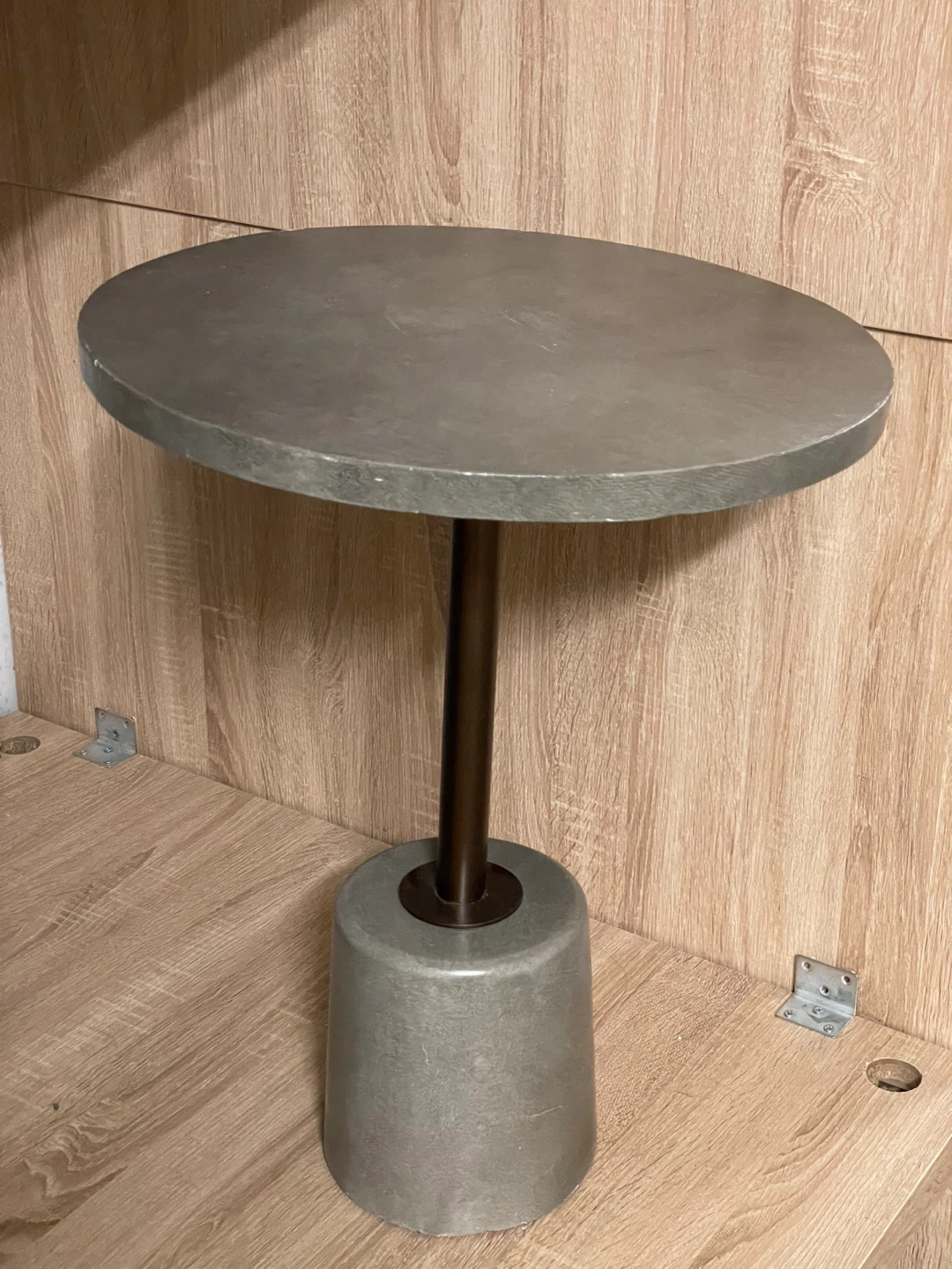 Concrete and Metal Round Side Table