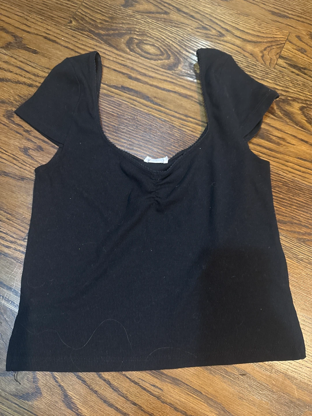 Cotton On Black Ribbed Cropped Top - Size M