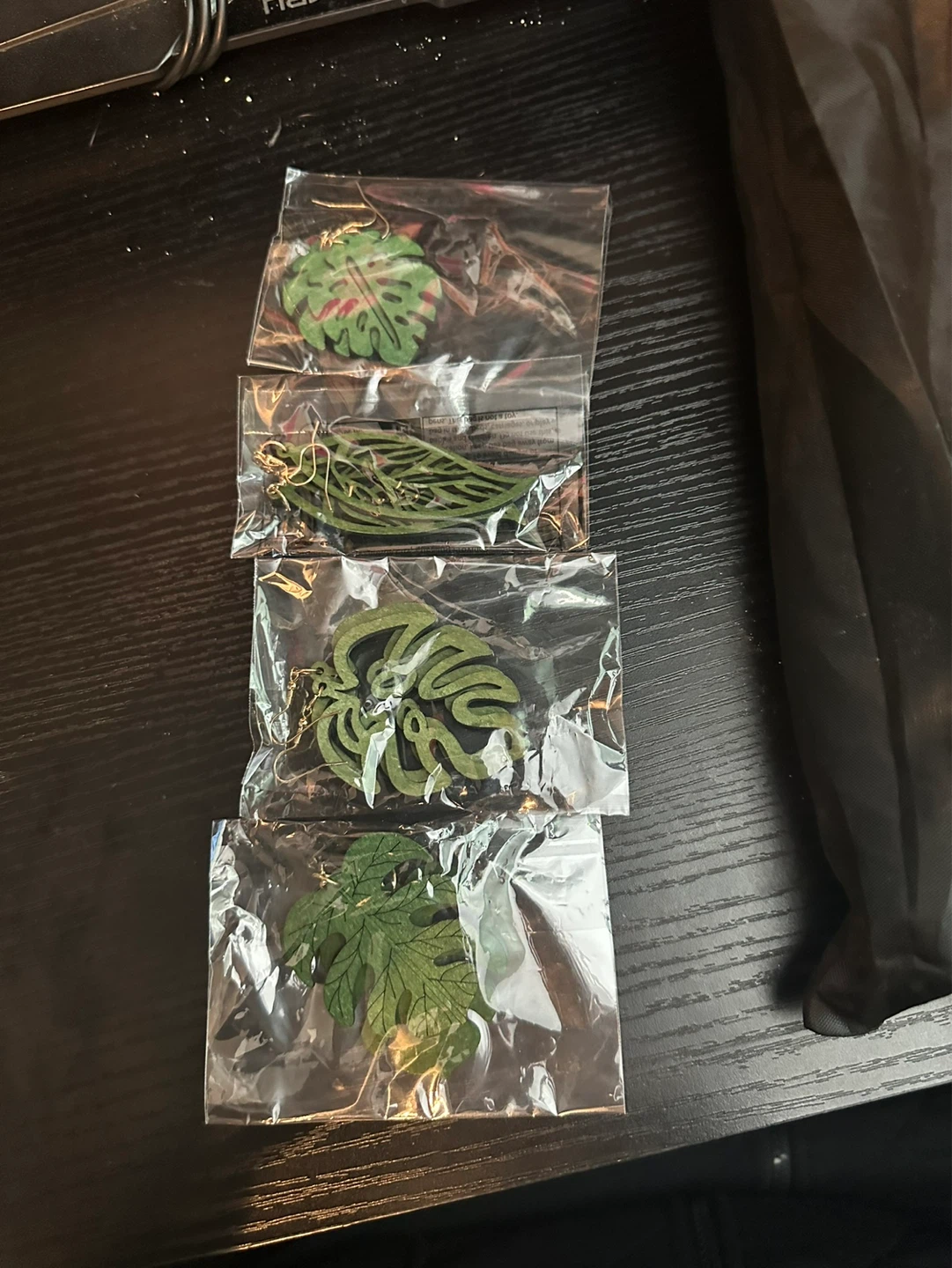 Green Leaf wooden Earrings (Set of 4)