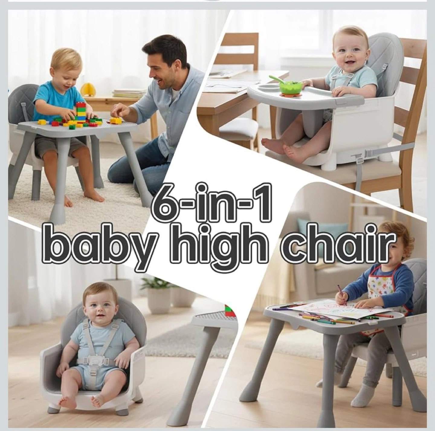 6-in-1 Baby High Chair with Booster Seat & Table Set - photo 2