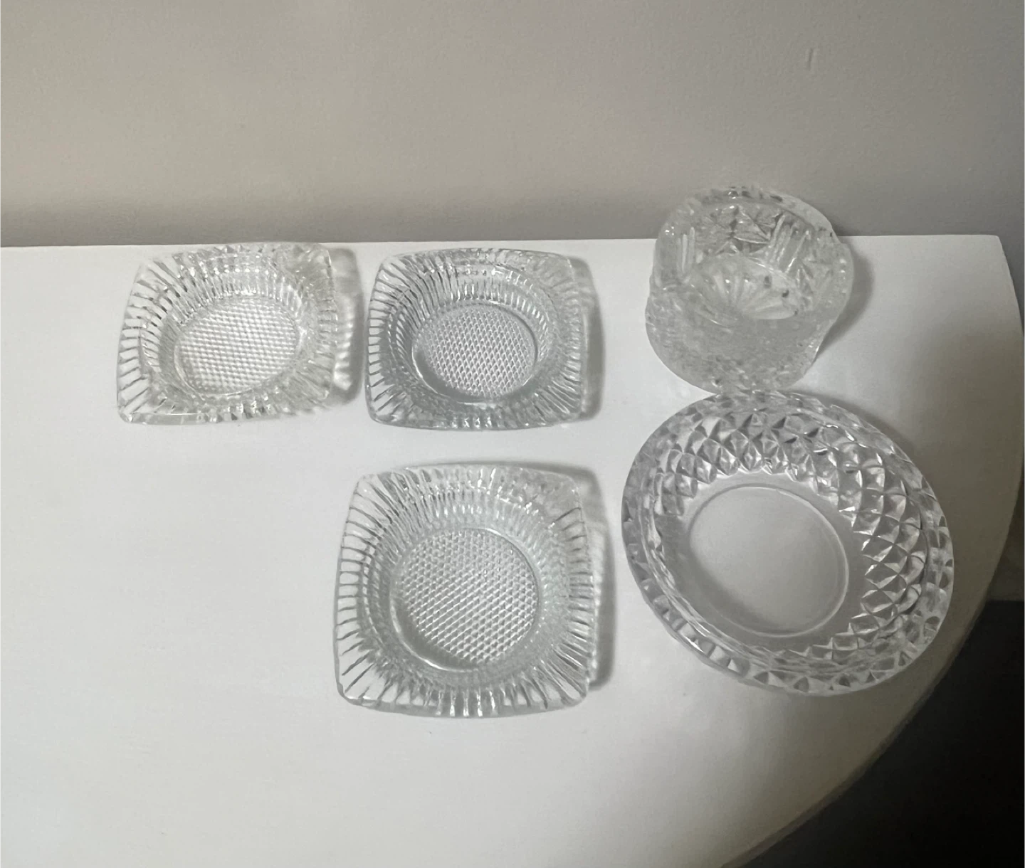 5 Vintage Crystal Ashtrays