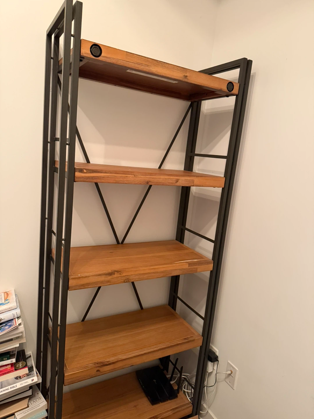 Industrial Style Bookshelf with 5 Wooden Shelves - photo 2