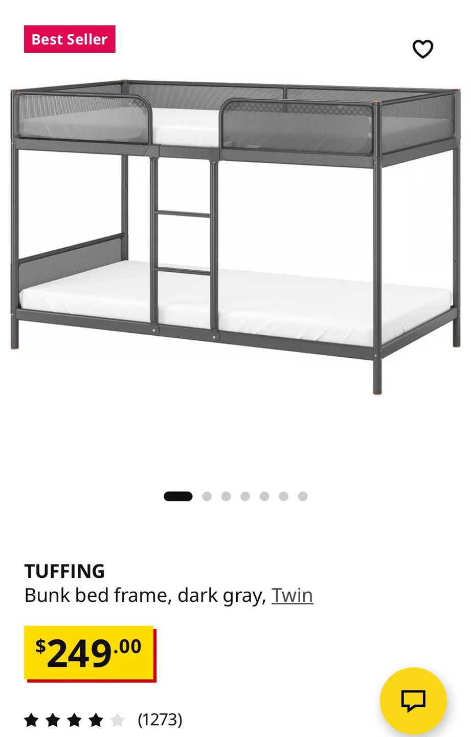 IKEA TUFFING Bunk Bed Frame, Dark Gray, Twin - photo 4