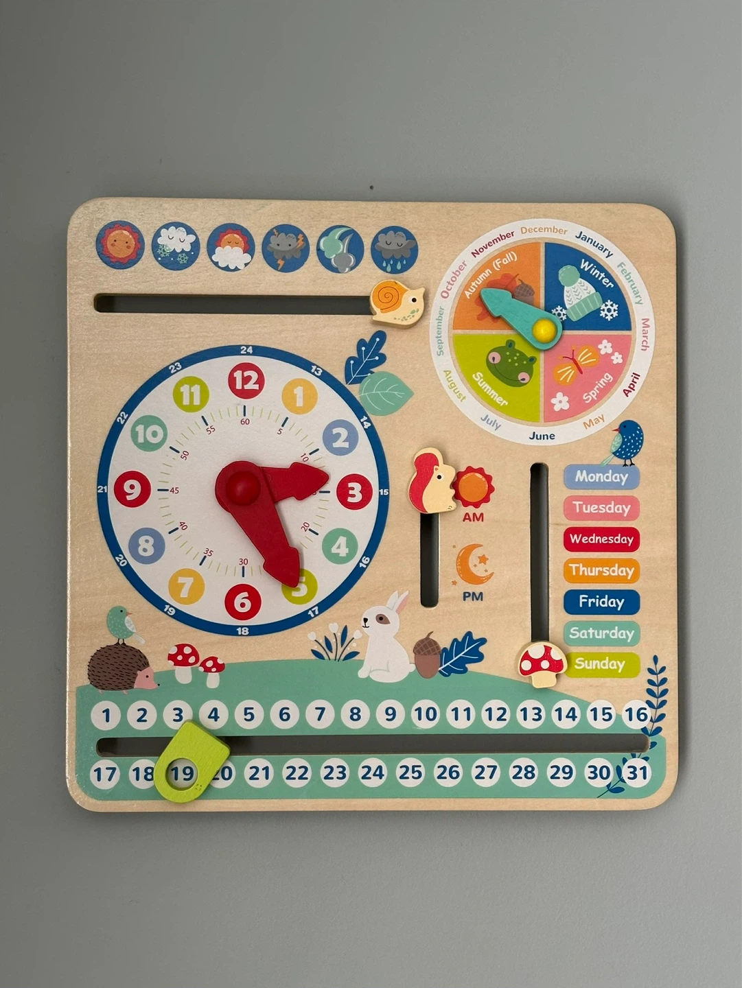 Wooden Educational Calendar and Weather Board