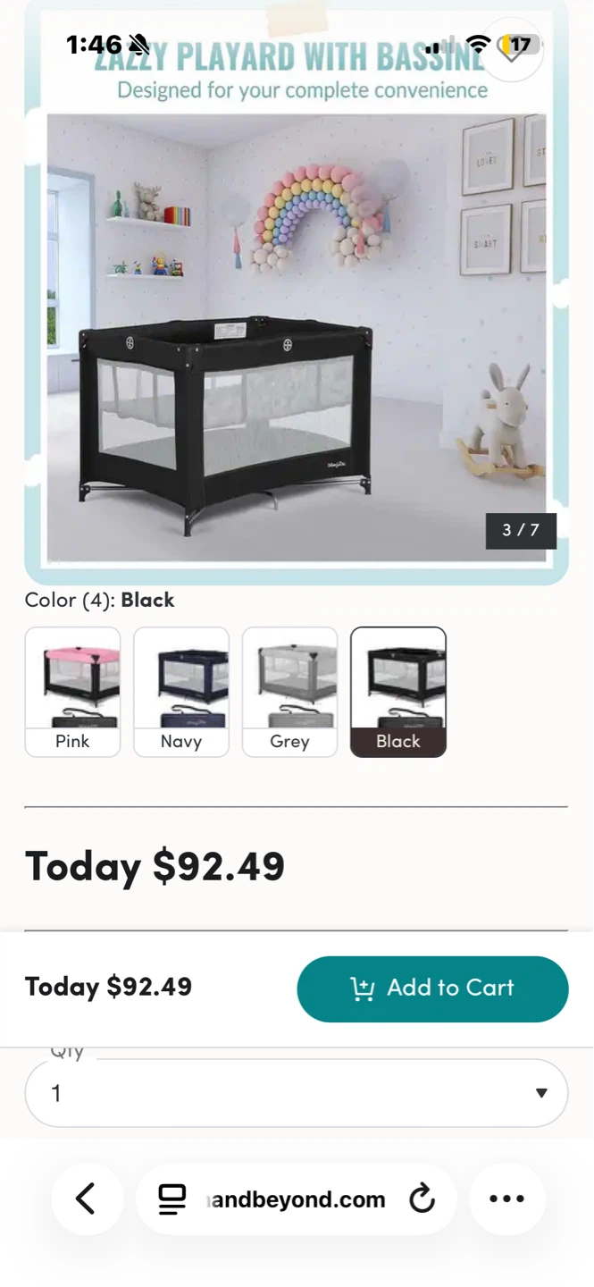 Zazzy Playard with Bassinet - Black