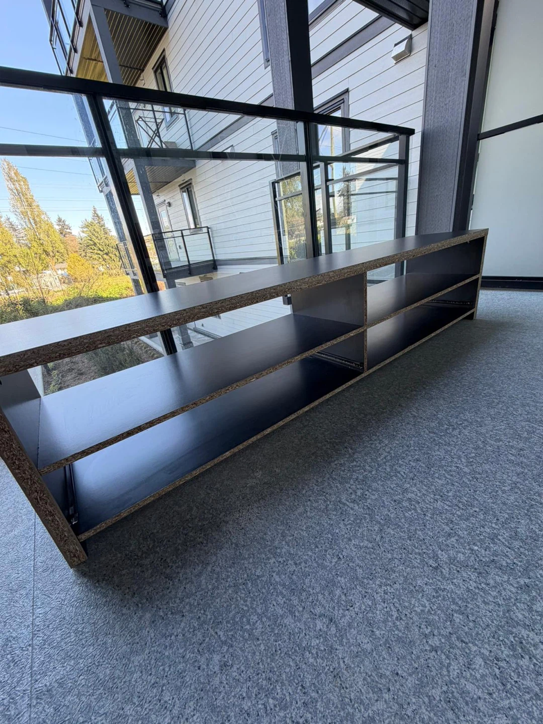 Black TV Stand with Shelves - photo 3