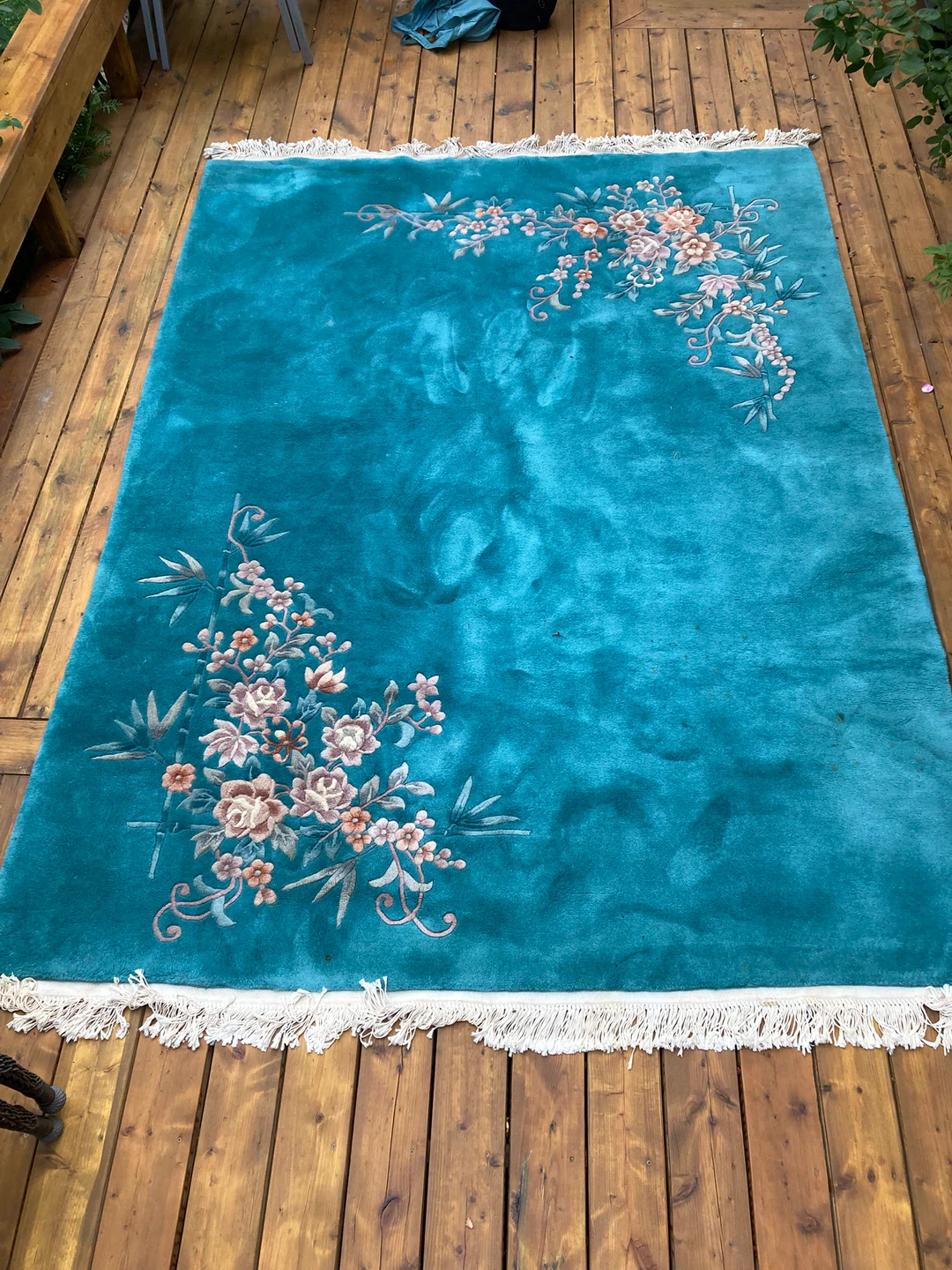 Teal Area Rug with Floral Design 7 x 9 feet - photo 3