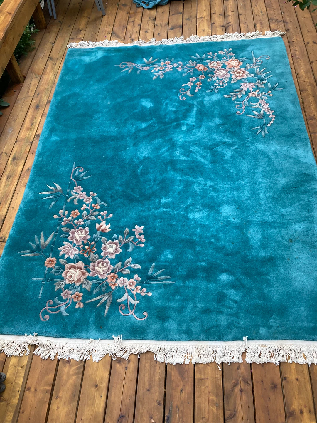 Teal Area Rug with Floral Design 7 x 9 feet - photo 4