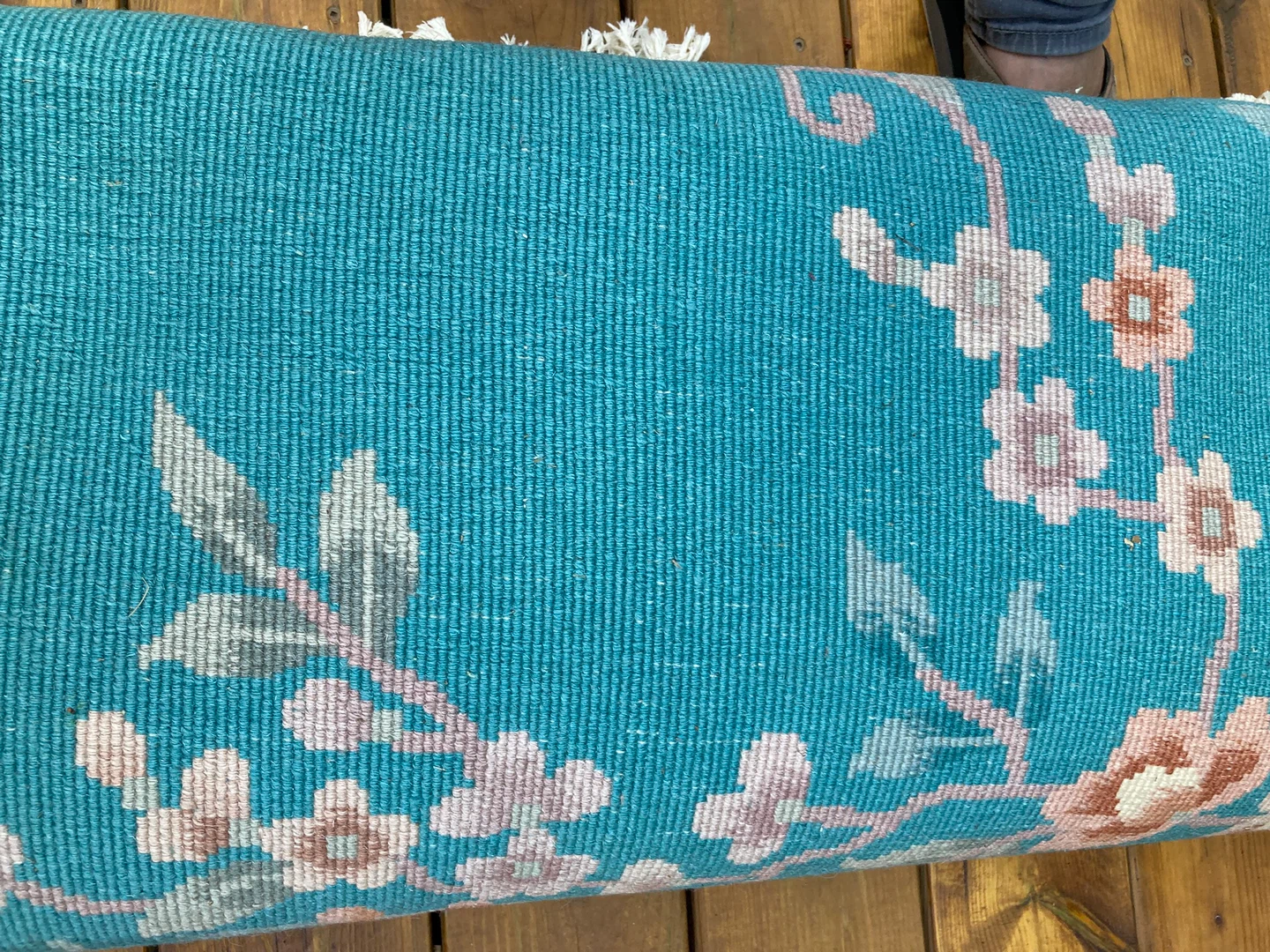 Teal Area Rug with Floral Design 7 x 9 feet - photo 2