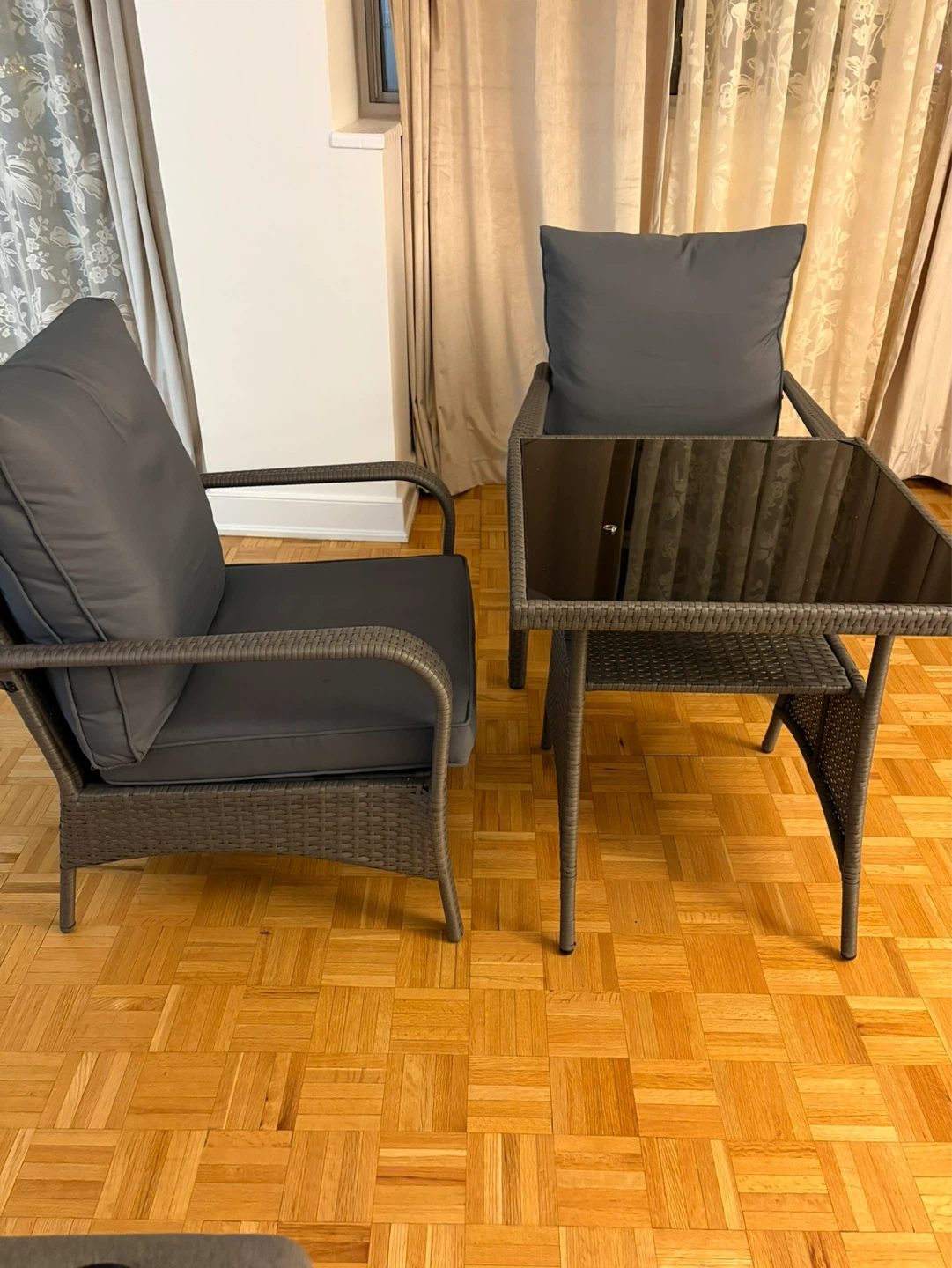 Wicker Patio Set with Glass Top Table and 2 Chairs - photo 3