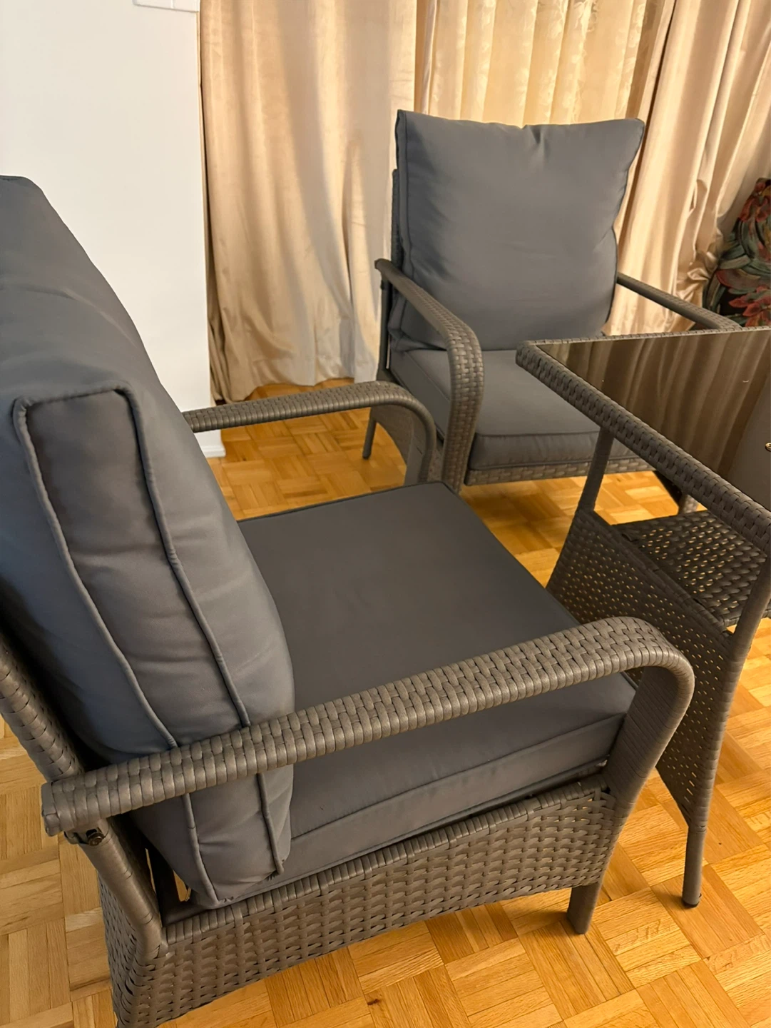 Wicker Patio Set with Glass Top Table and 2 Chairs - photo 2