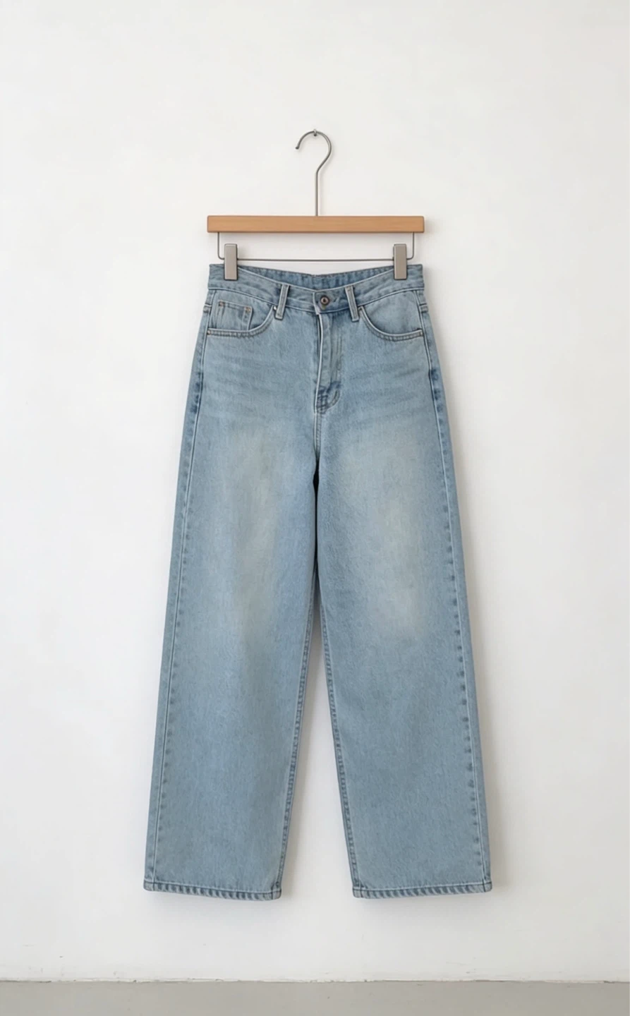 Brand New Light Wash Wide Leg Jeans (Korean Minimalist Denim)