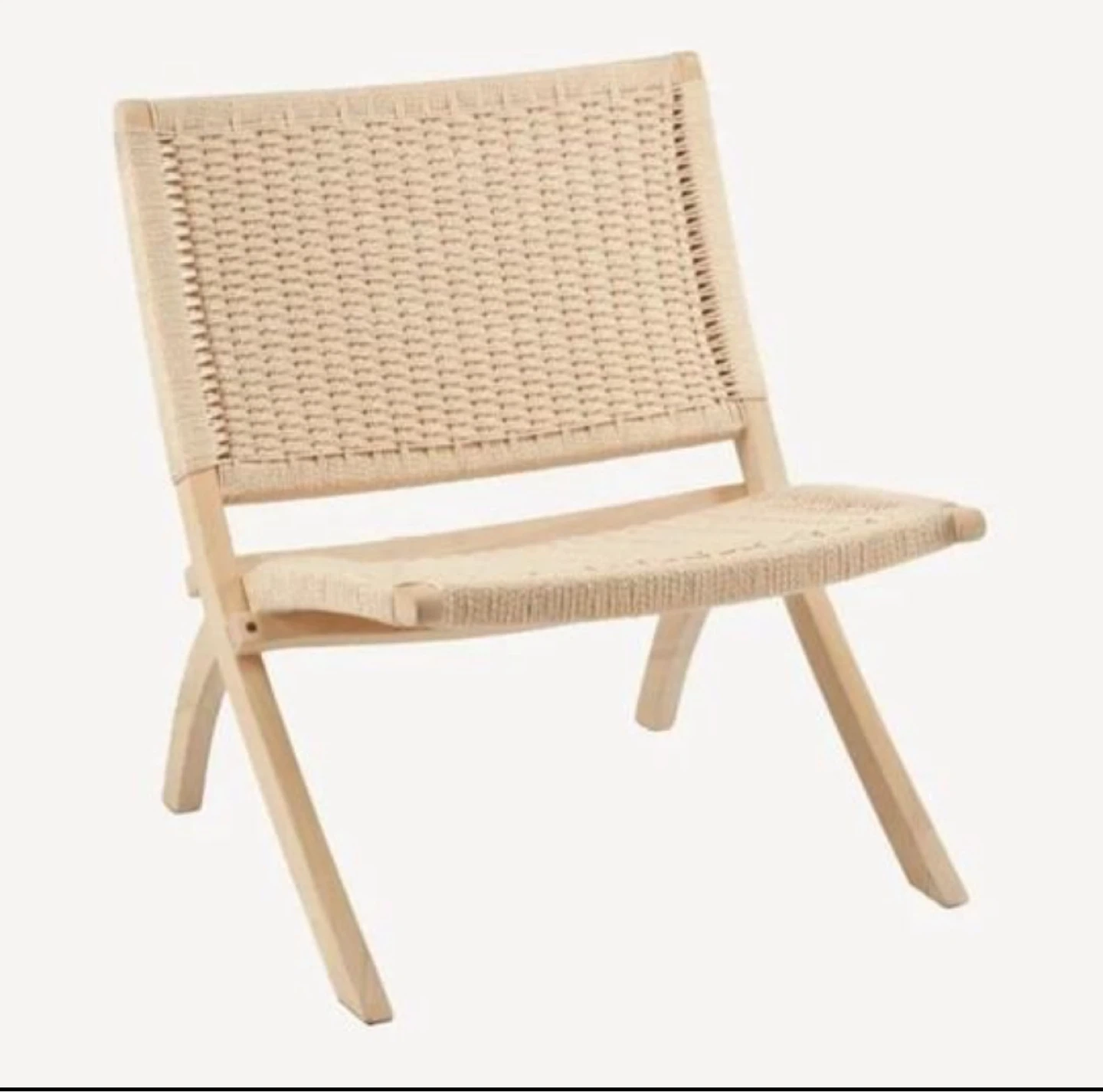 Wood and woven rope foldable chair