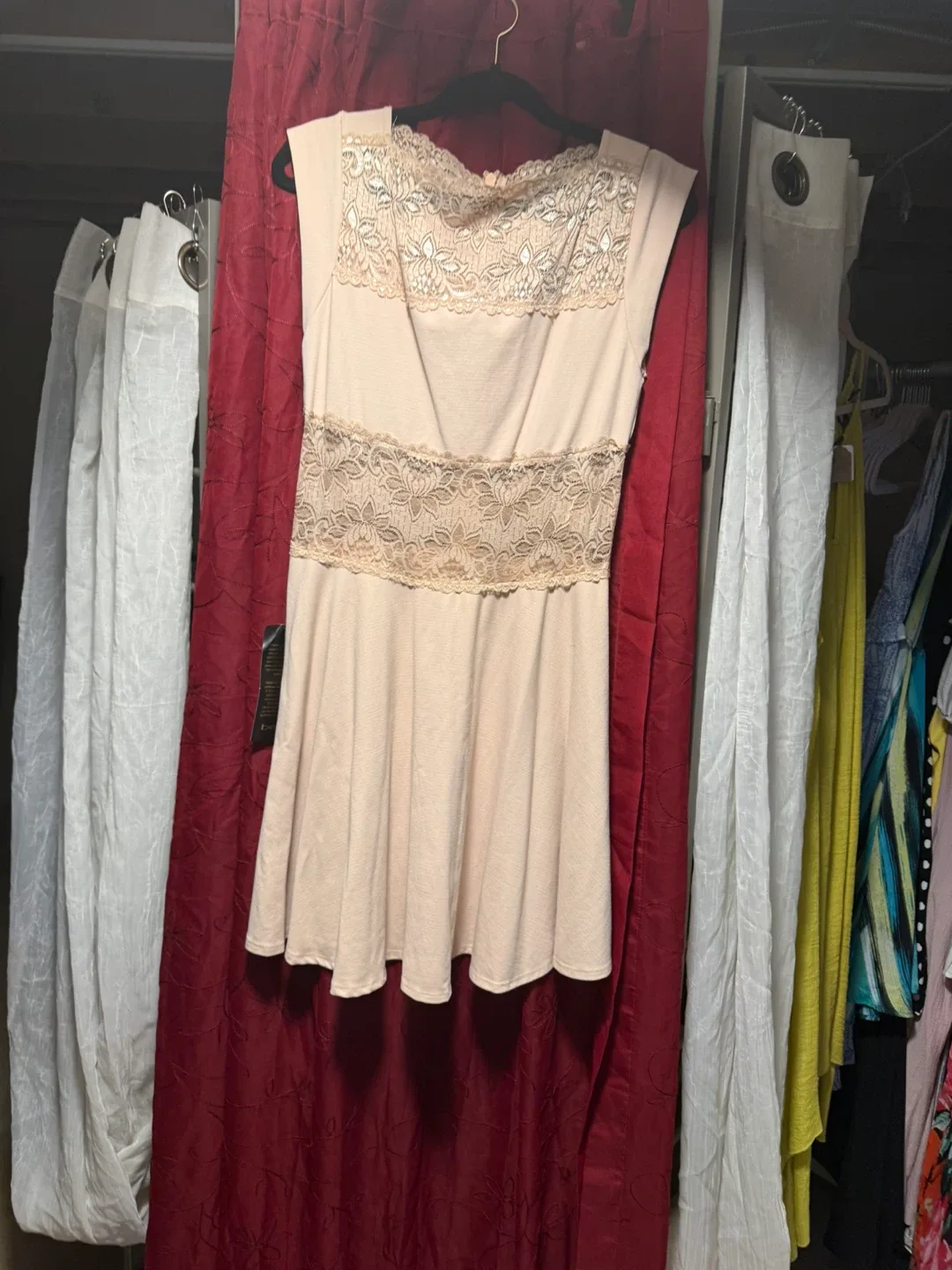 Bebe Lace Trimmed Fit and Flare Dress - photo 2