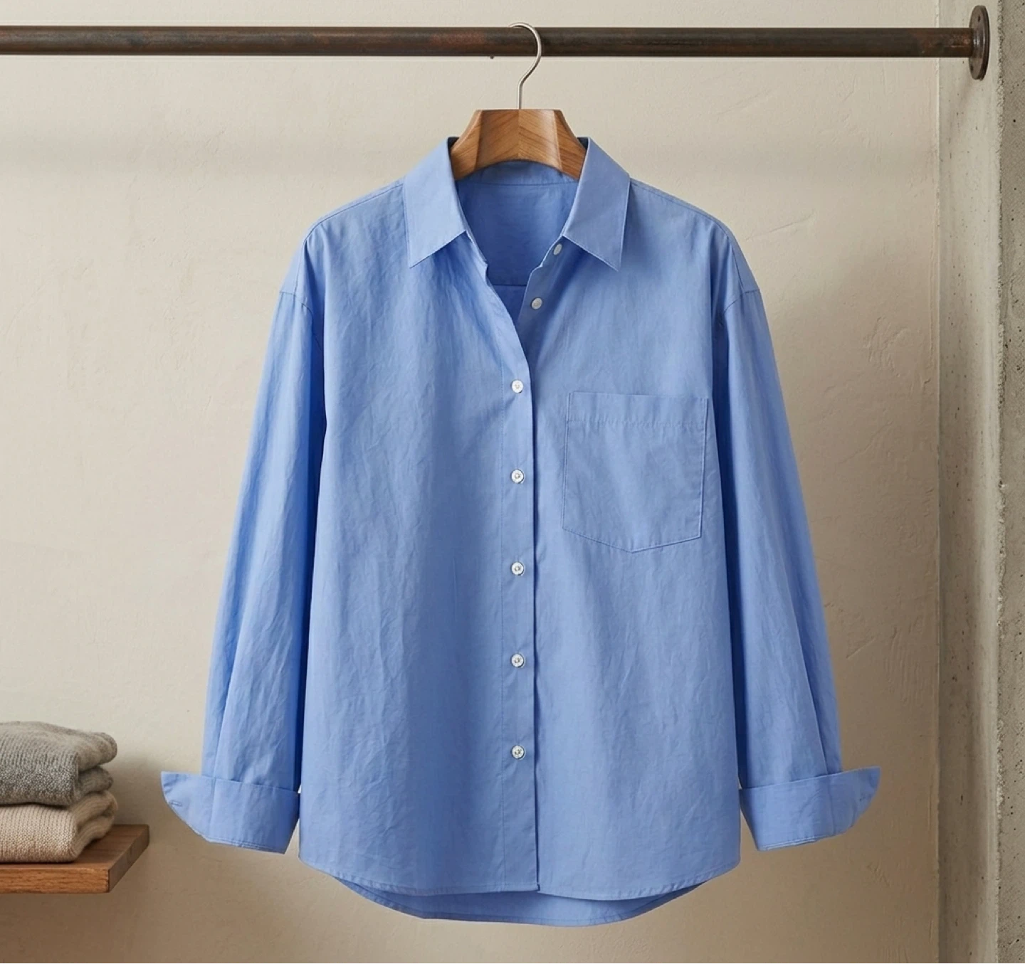 Brand New Effortless Blue Button Down Shirt (Korean Minimalist)