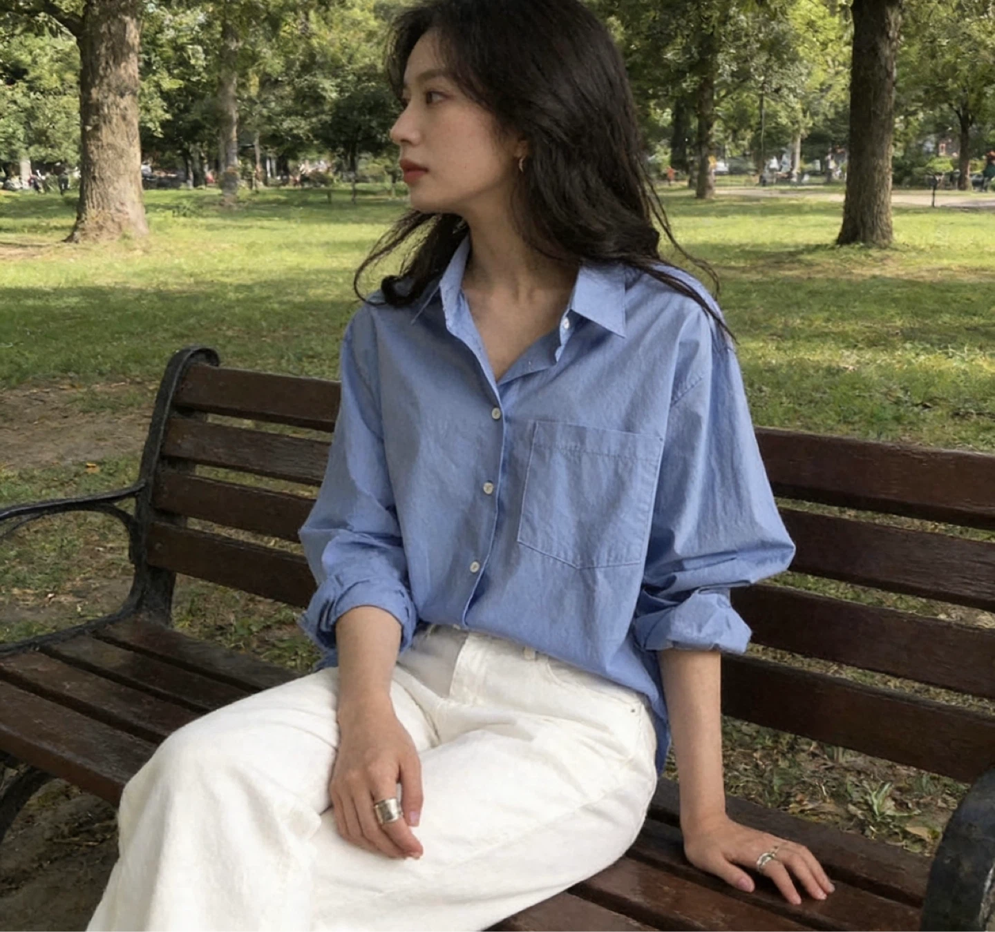 Brand New Effortless Blue Button Down Shirt (Korean Minimalist) - photo 3
