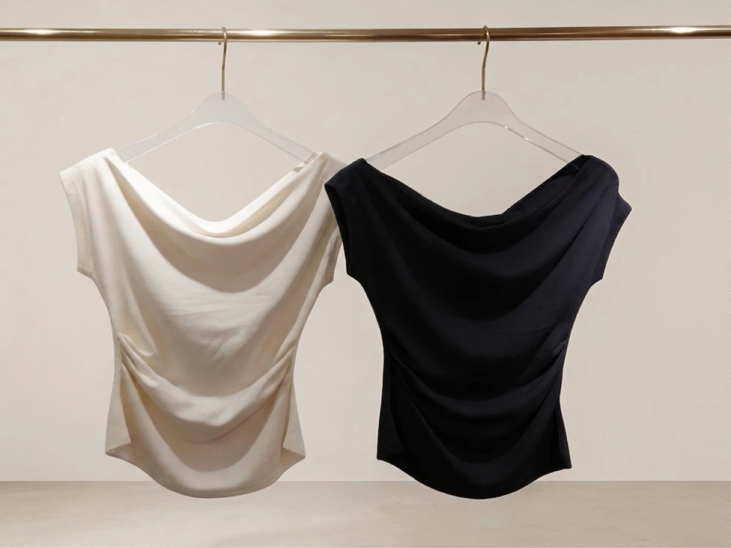 Brand New Elegant Draped Cowl Neck Top (Off-Shoulder Blouse)