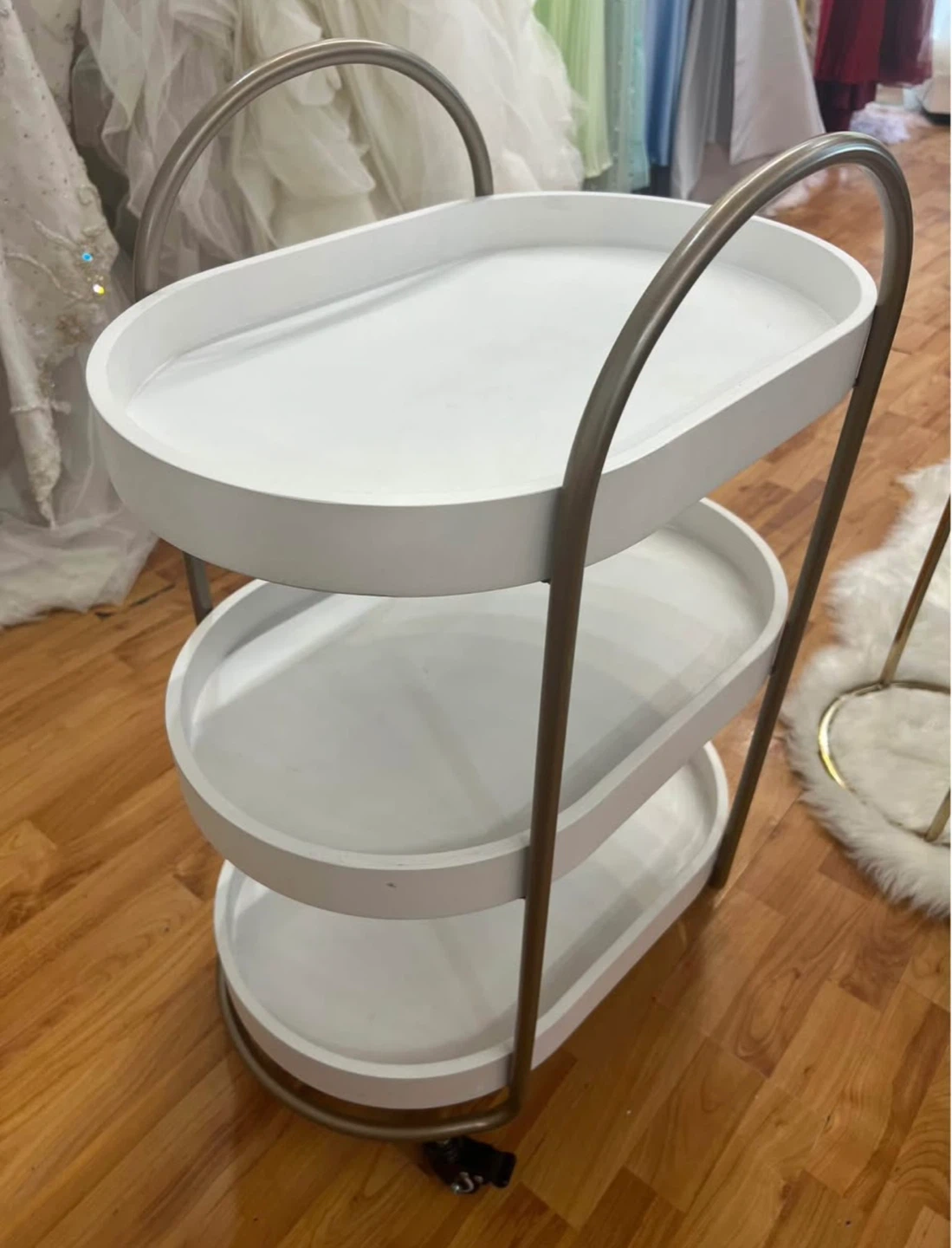 3-Tier Oval Serving Cart White