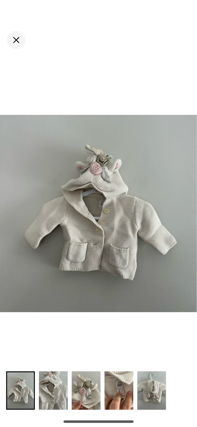 Baby Gap Unicorn Hooded Cardigan 0-3 Months