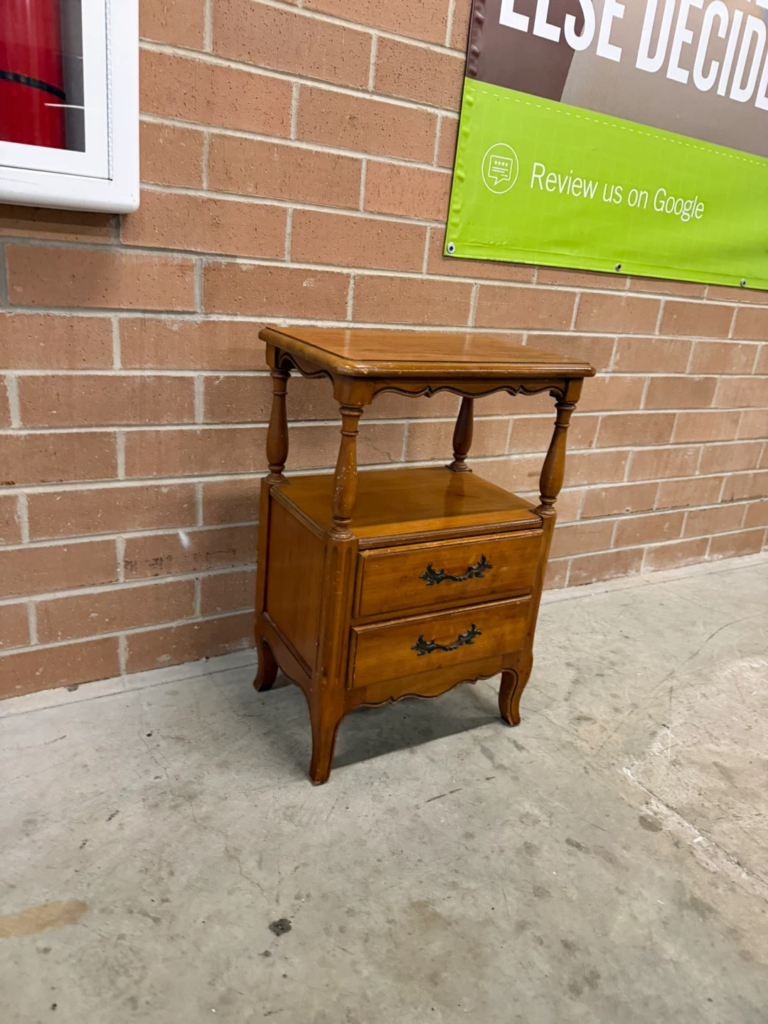 Vintage Wooden End Table with Drawers - photo 2