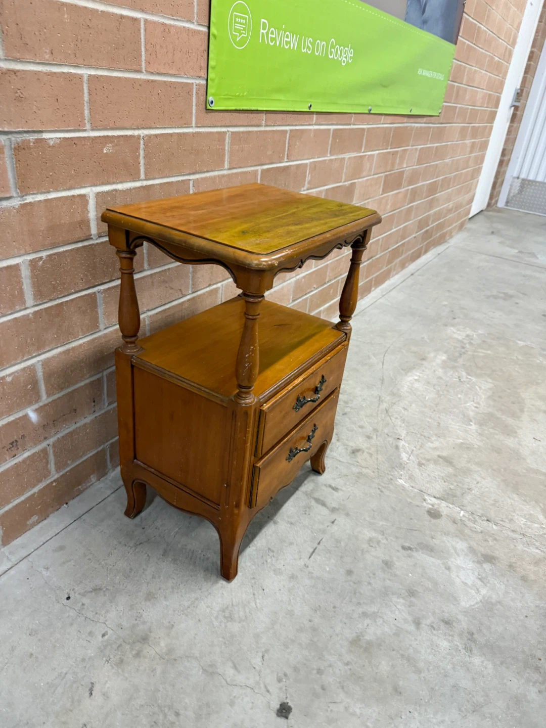 Vintage Wooden End Table with Drawers - photo 3