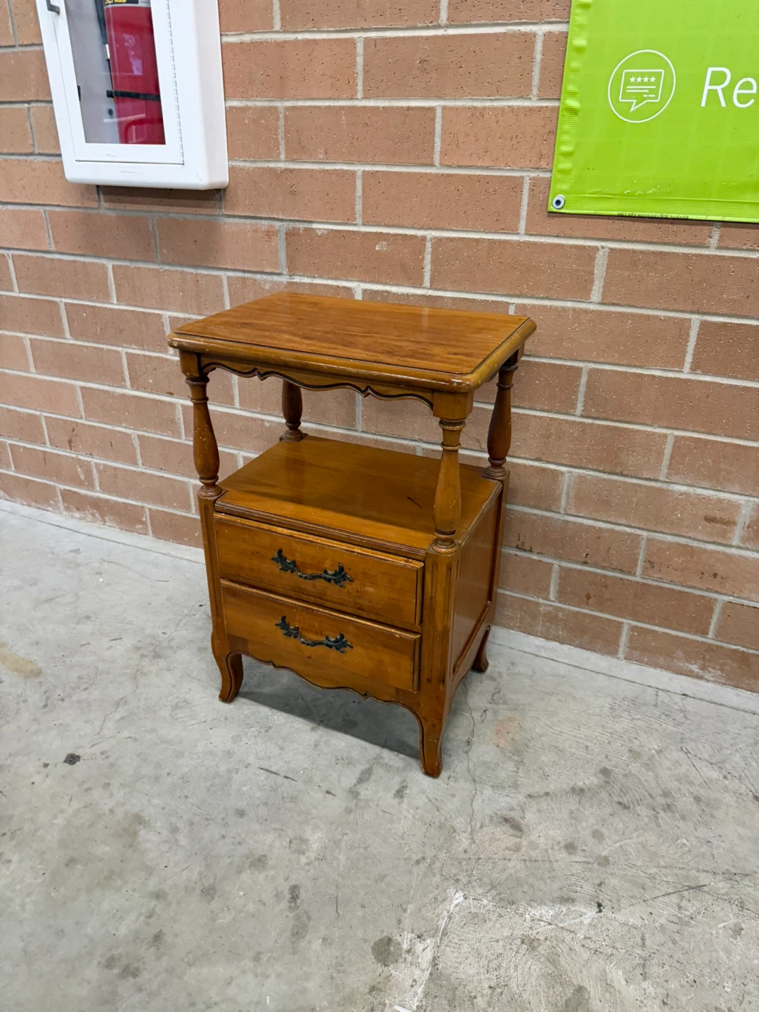 Vintage Wooden End Table with Drawers - photo 4