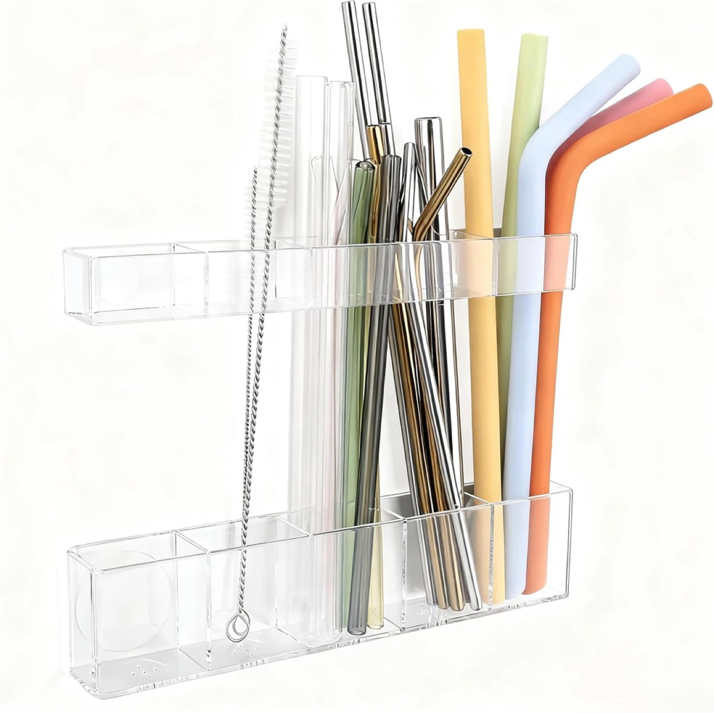 Acrylic Straw Holder Organizer - 5 Compartments